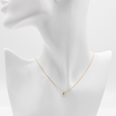 26881906a - Collier mit Brillantsolitär, GG 750/000, Brill. ca. 0.30 ct Weiß/si in ...