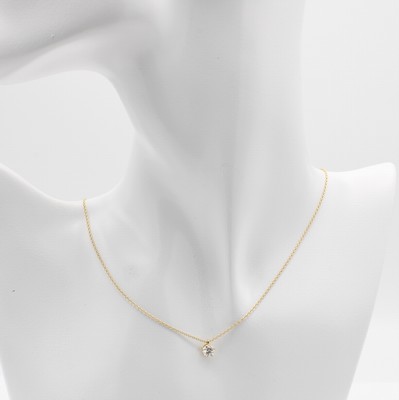 Image 26881907 - Collier mit Brillantsolitär, GG 750/000, Brill. ca. 0.40 ct Weiß/si in ...