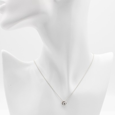26881909a - Collier mit Brillantsolitär, WG 750/000, Brill. ca. 0.42 ct Weiß/si in ...