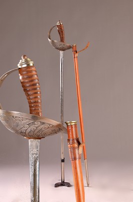 Image Pallasch of the English Horseguards, around 1920, richly decorated blade, leather sheath, ...