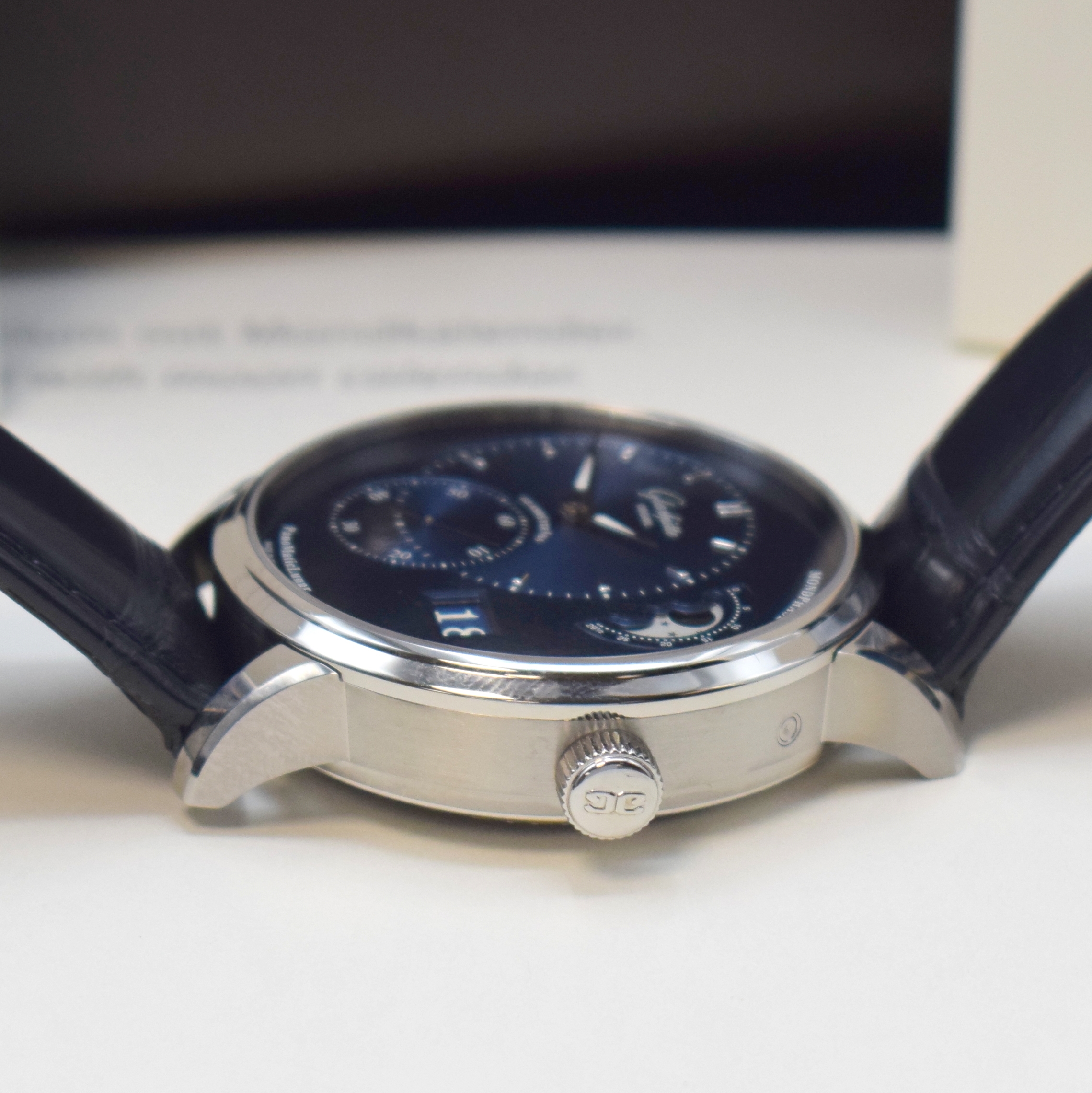 Detail c: GLASHÜTTE ORIGINAL ungetragene, nahezu neuwertige Herrenarmbanduhr PanoMaticLunar Referenz 1-90-02-46-32-01, Automatik, beids. vergl. Edelstahlgeh. ...