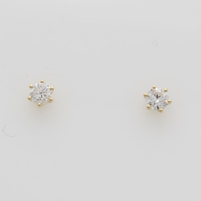 Image Paar Ohrstecker mit Brillanten, GG 750/000, 2 Brill. zus. ca. 0.50 ct feines ...