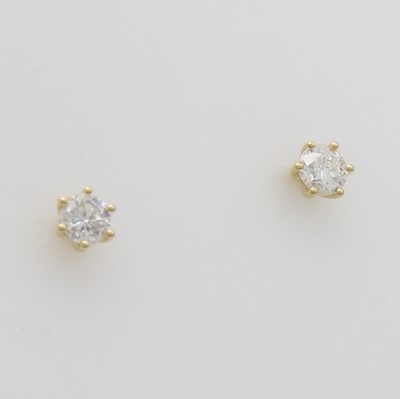 26882384a - Paar Ohrstecker mit Brillanten, GG 750/000, 2 Brill. zus. ca. 0.50 ct feines ...