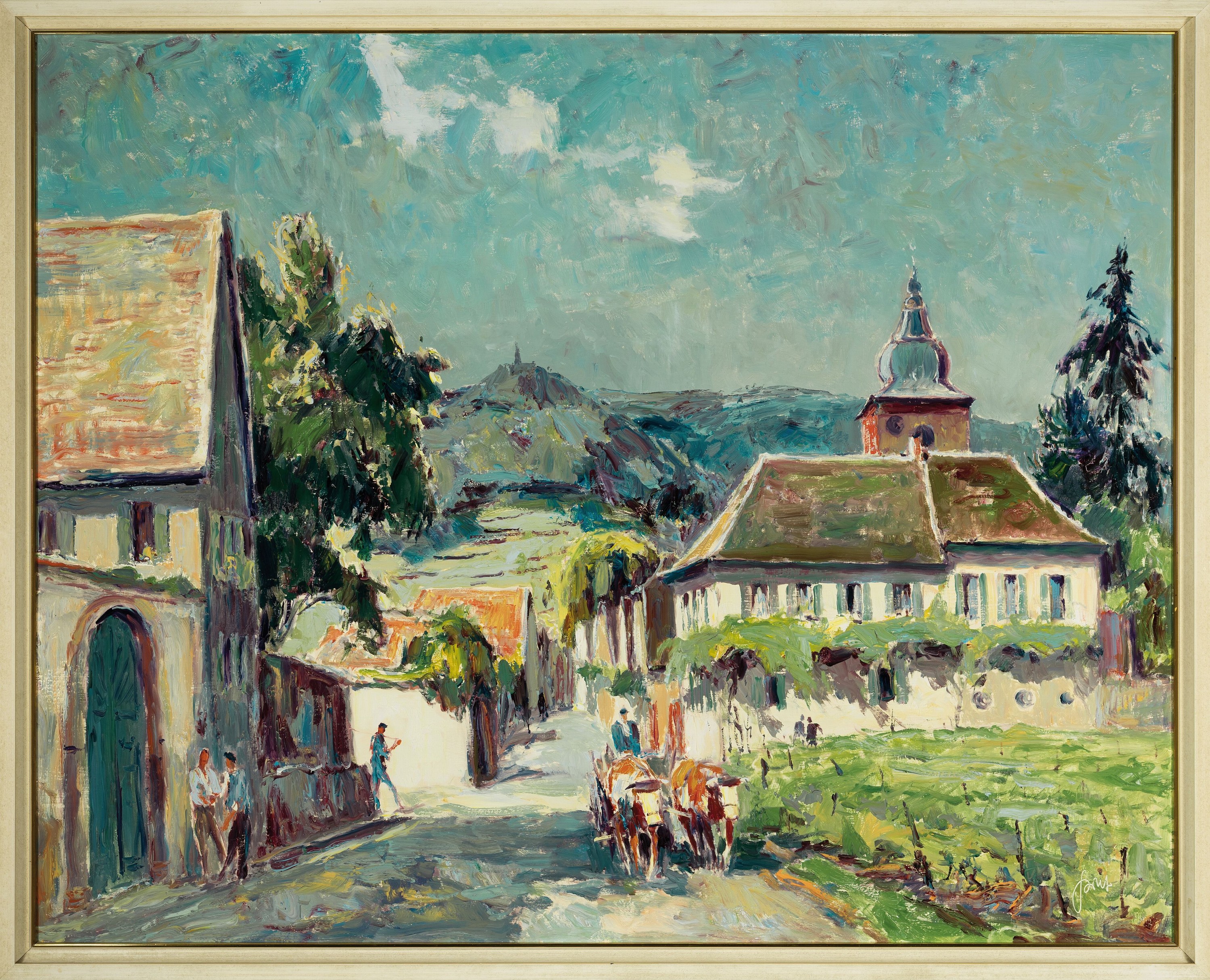 Detail k: Karl Graf, 1902 Rothenburg-1986 Speyer, "Burrweiler an der Weinstraße", signiert und verso datiert 1963, Öl/Masonit, schmaler Rahmen ...