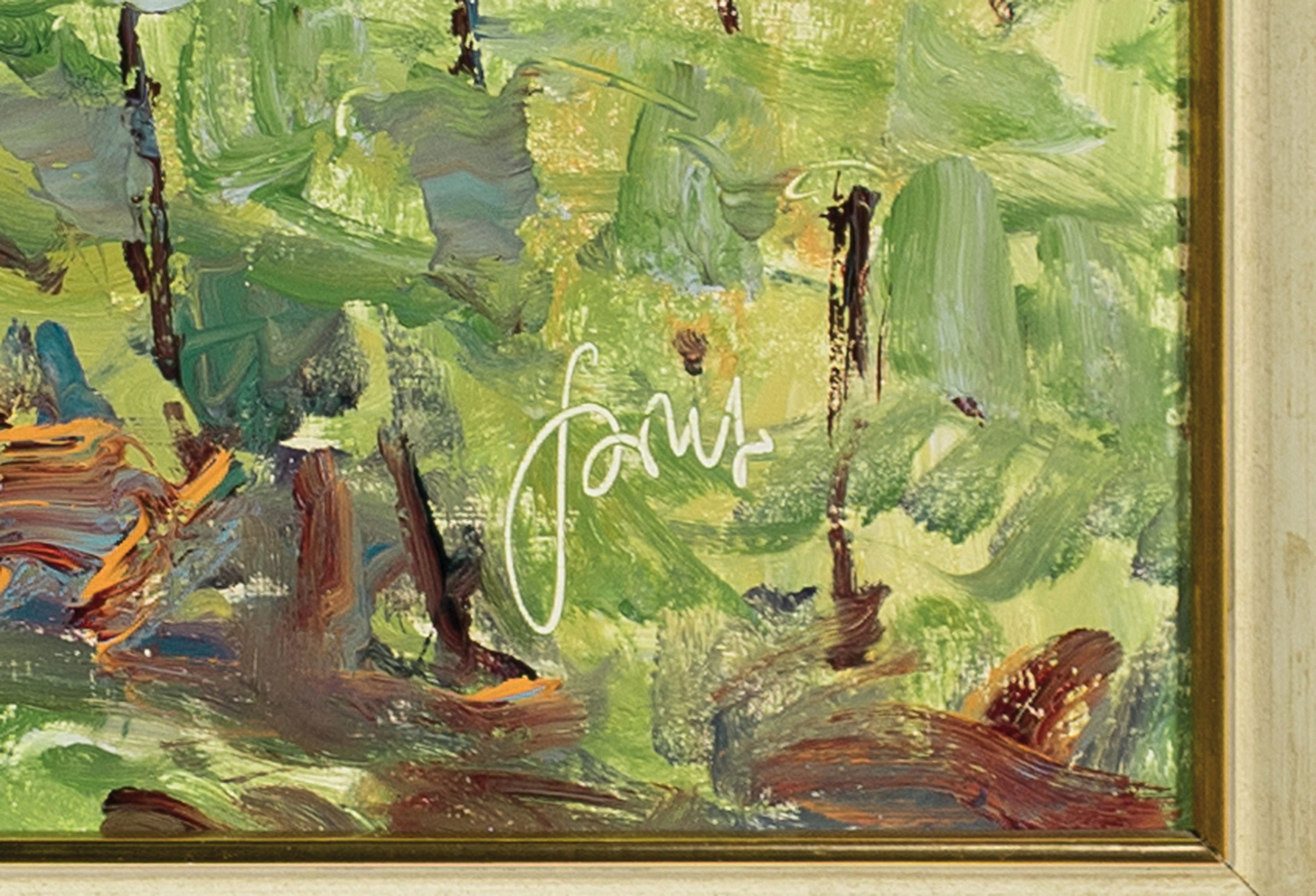 Detail l: Karl Graf, 1902 Rothenburg-1986 Speyer, "Burrweiler an der Weinstraße", signiert und verso datiert 1963, Öl/Masonit, schmaler Rahmen ...