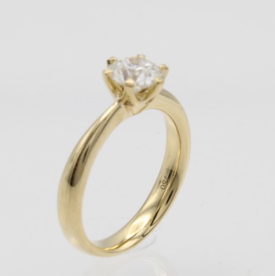 26882704a - Ring mit Brillantsolitär, GG 750/000, Brill. ca. 1.00 ct feines Weiß/si in ...