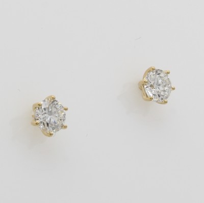 Image Paar Ohrstecker mit Brillanten, GG 750/000, 2 Brill. zus. ca. 1.00 ct feines ...