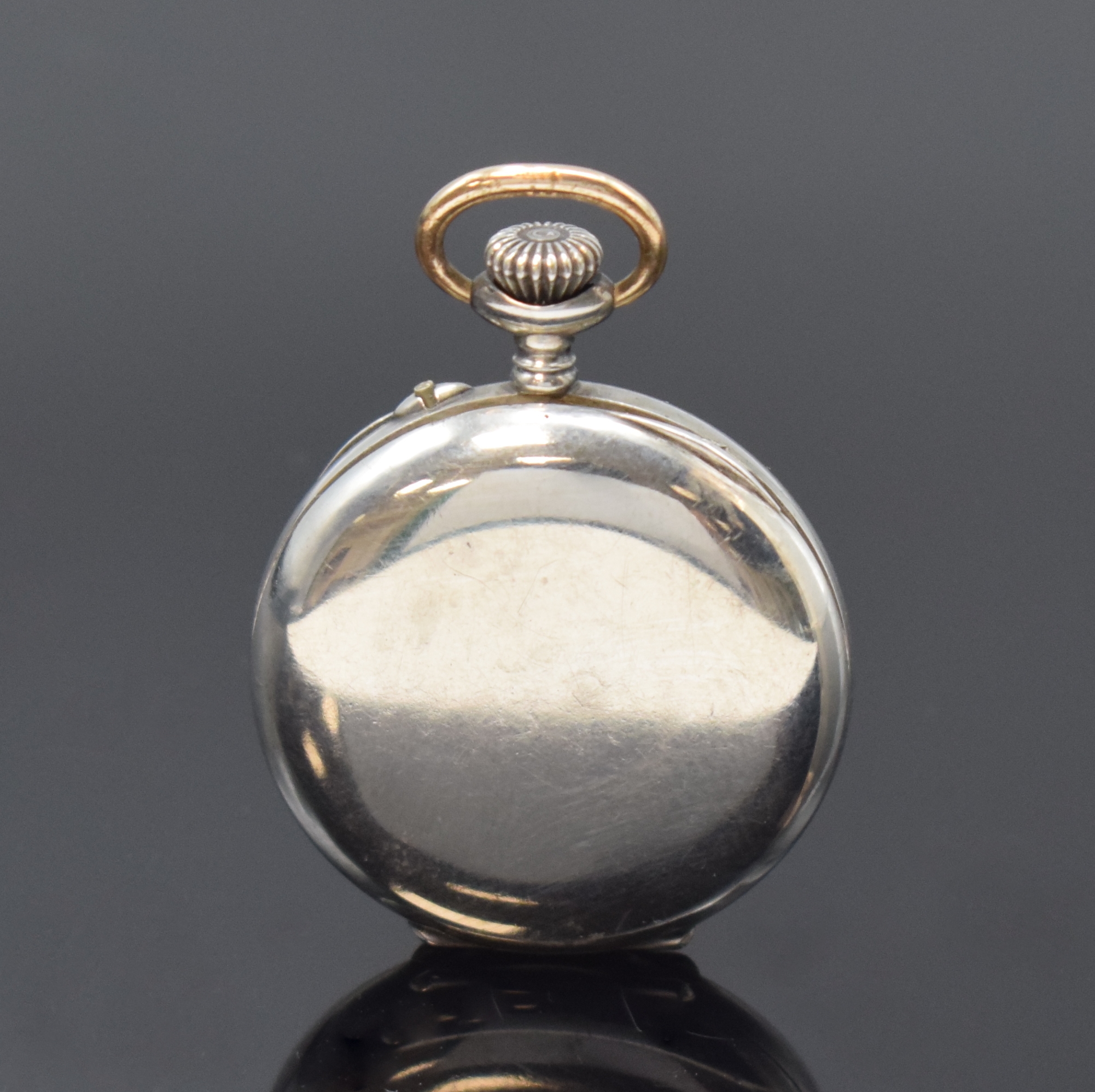 Detail a: ROLEX offene Damentaschenuhr in Silber, Schweiz um 1920, glattes Geh., Emailzifferbl. m. arab. Zahlen, kl. Sek. b. 6, gebl. Birnenzeiger, verg. Werk, ...