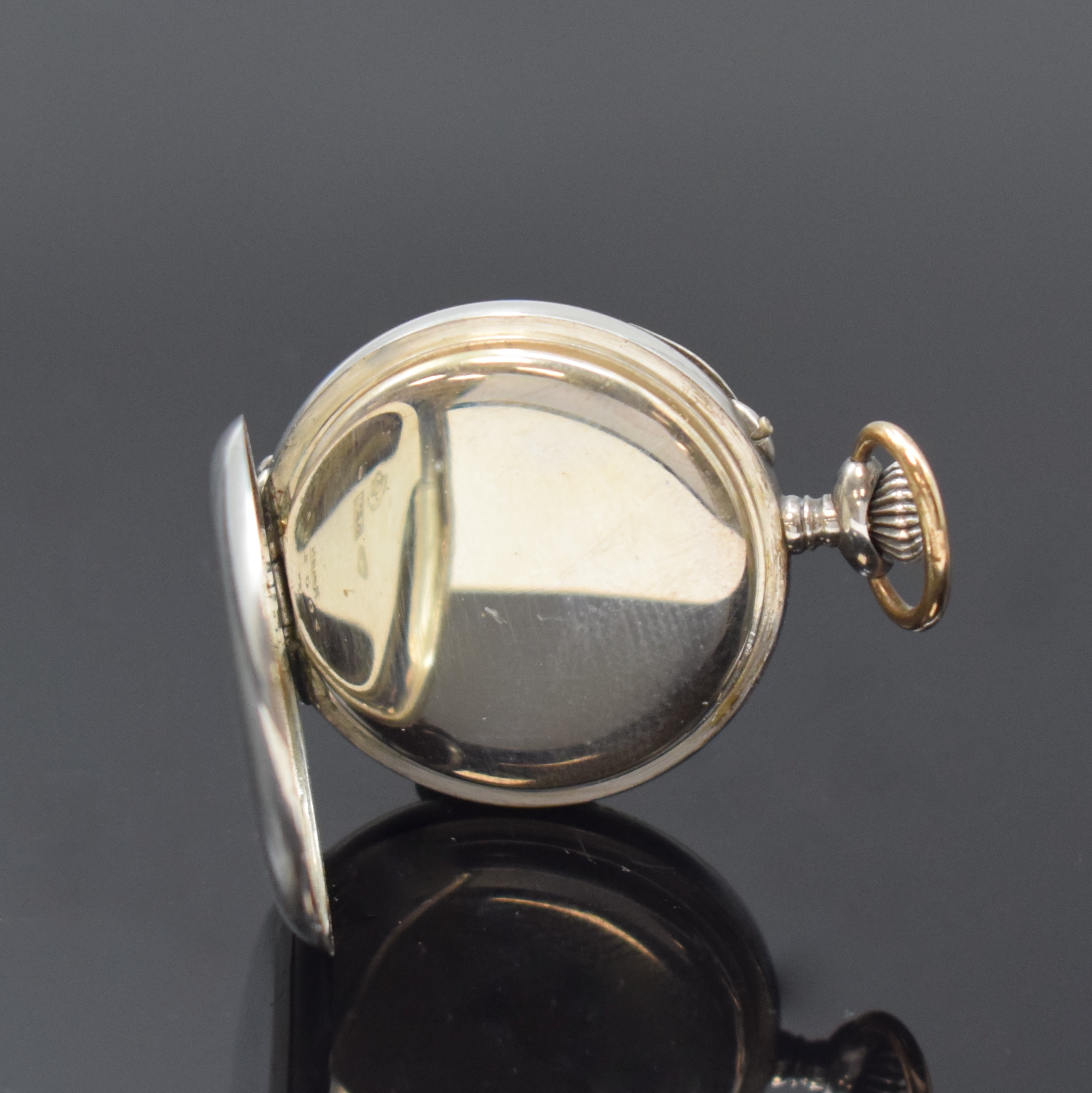 Detail c: ROLEX offene Damentaschenuhr in Silber, Schweiz um 1920, glattes Geh., Emailzifferbl. m. arab. Zahlen, kl. Sek. b. 6, gebl. Birnenzeiger, verg. Werk, ...