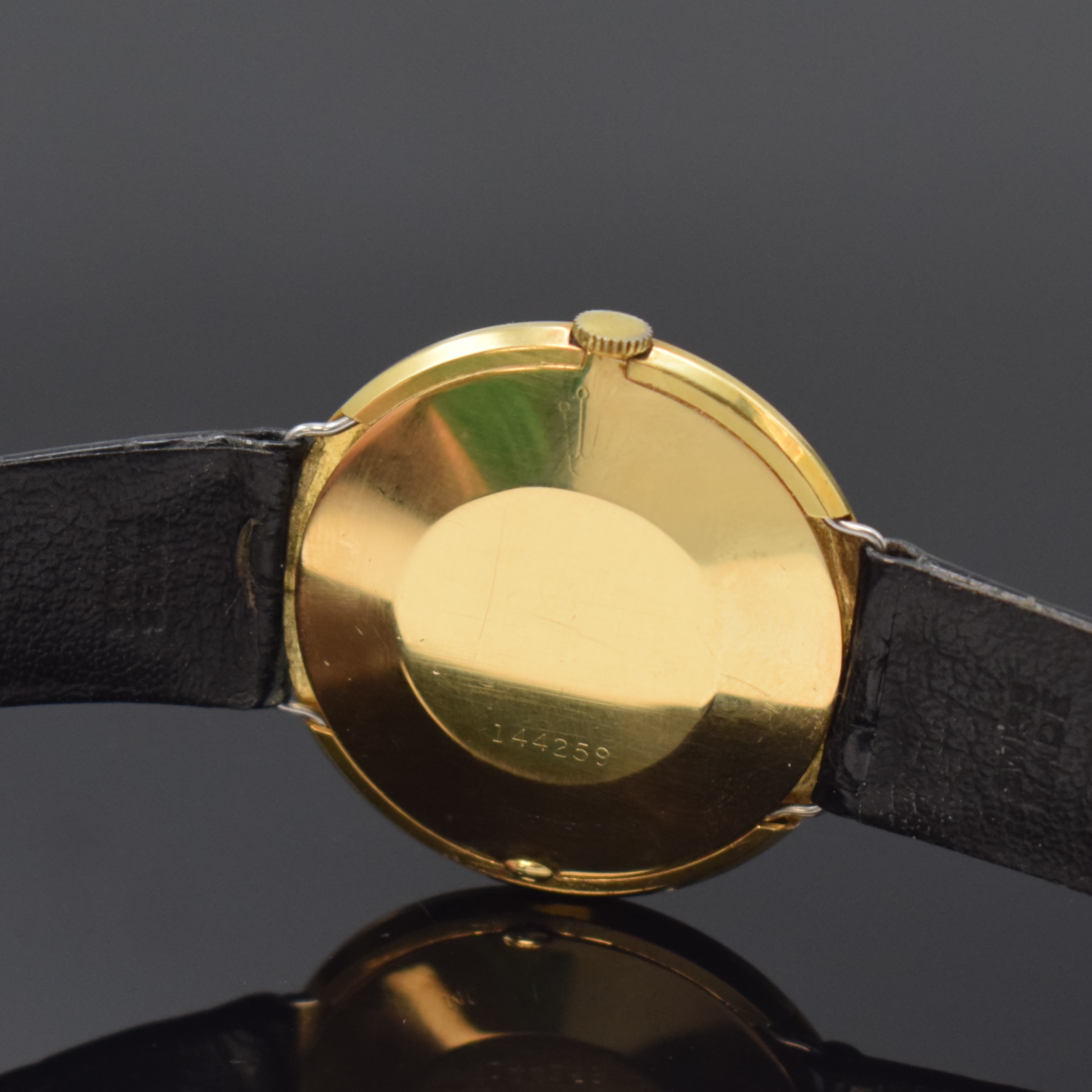 Detail e: ROLEX seltener Armbandchronometer Referenz 9522 in GG 750/000, Schweiz um 1960, Handaufzug, rundes Geh. ohne Anstöße, Index- Lünette, Boden ...