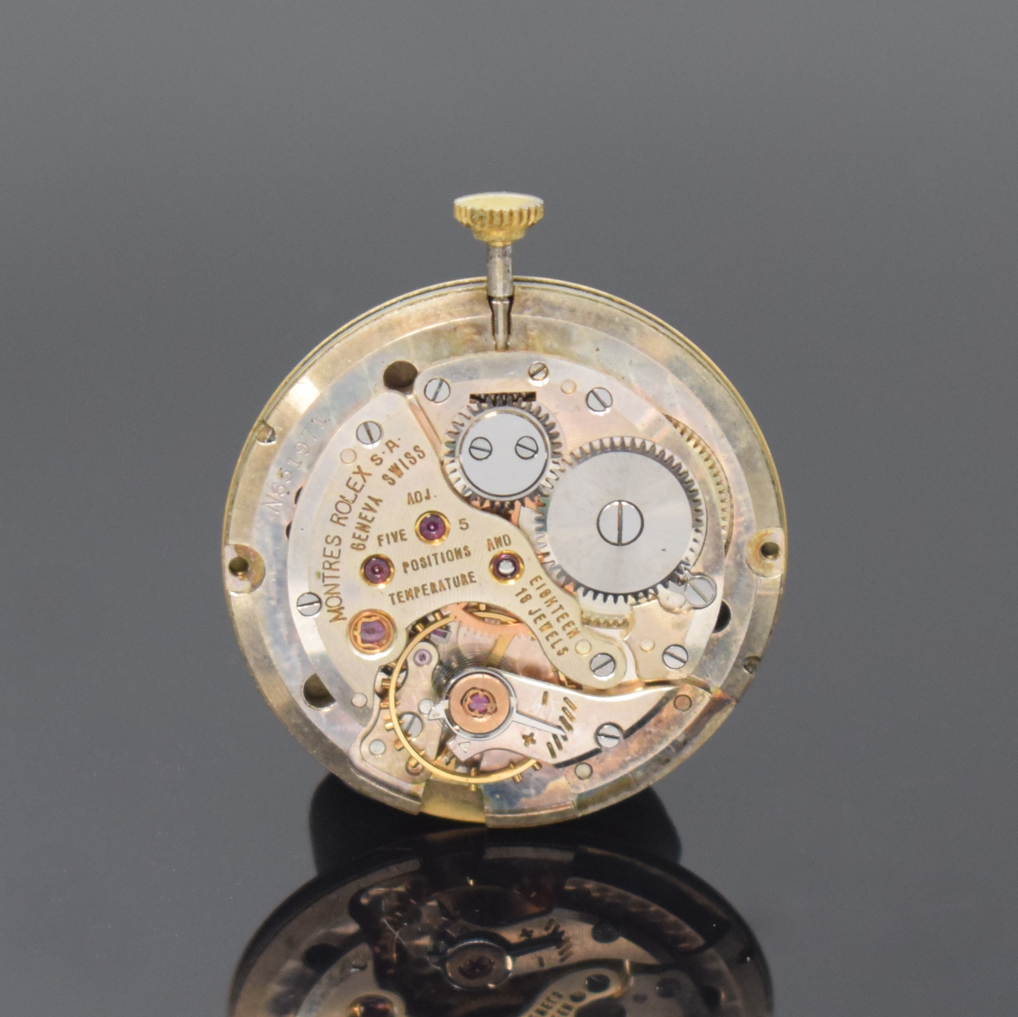 Detail f: ROLEX seltener Armbandchronometer Referenz 9522 in GG 750/000, Schweiz um 1960, Handaufzug, rundes Geh. ohne Anstöße, Index- Lünette, Boden ...