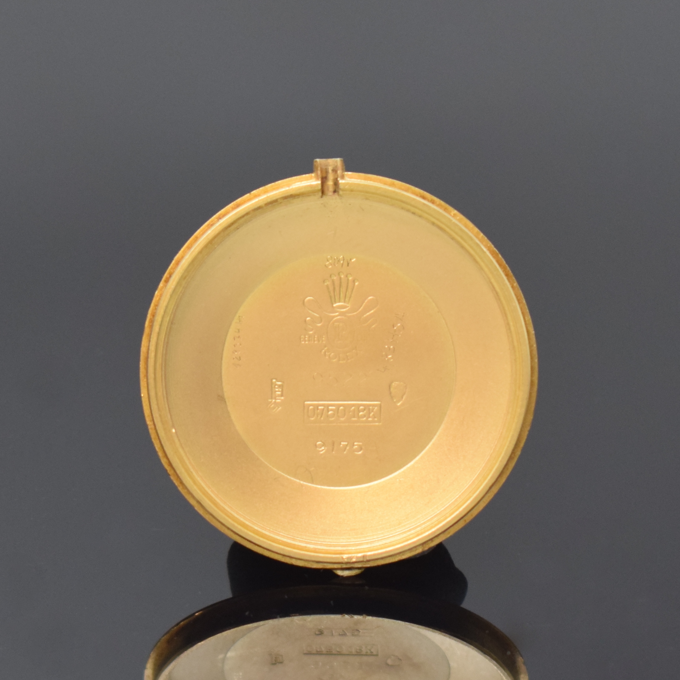 Detail g: ROLEX seltener Armbandchronometer Referenz 9522 in GG 750/000, Schweiz um 1960, Handaufzug, rundes Geh. ohne Anstöße, Index- Lünette, Boden ...