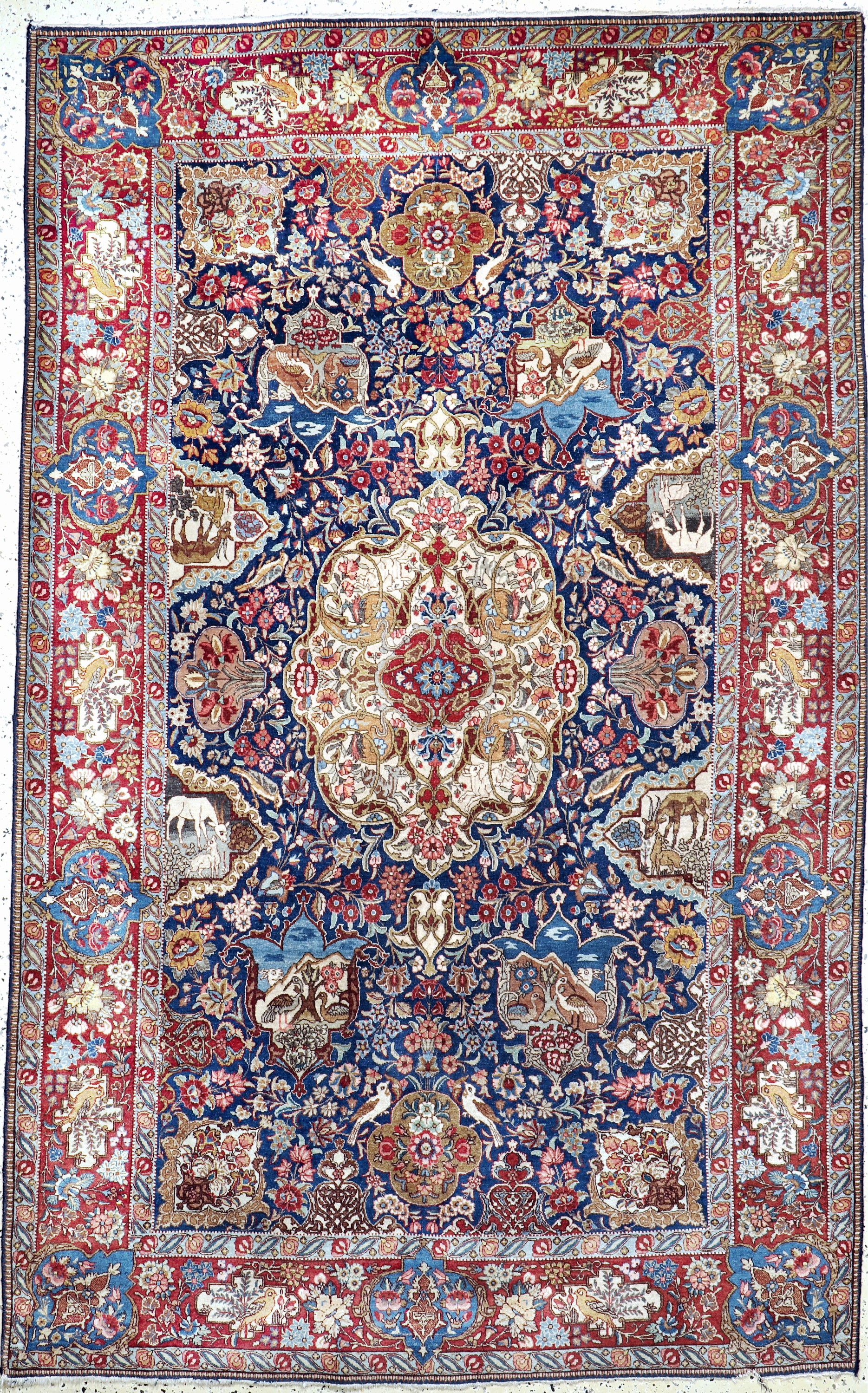 Täbriz fein, Persien, Anfang 20.Jhd, Korkwolle auf Baumwolle, ca. 265 x 166 cm, minimale Mottenfraß, EHZ: 2, (kleine Beschädigung am Rand)