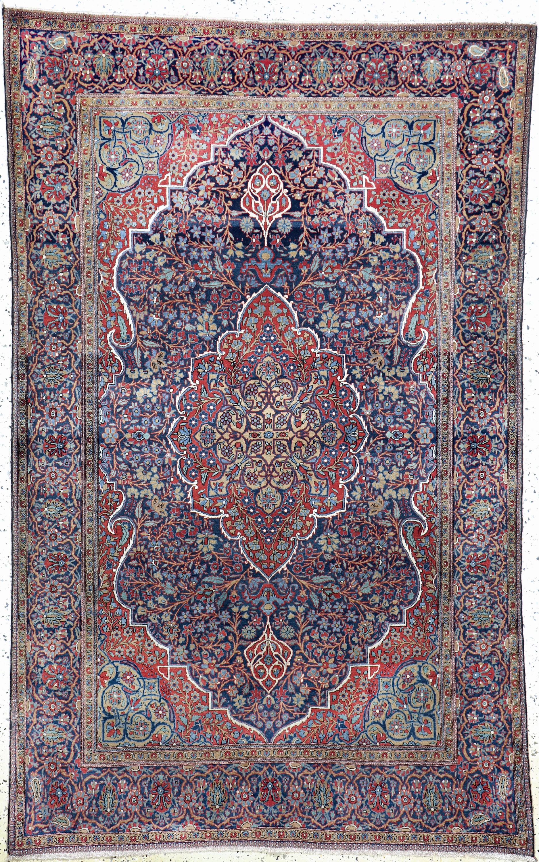 Keschan"Ateshoglou"antik, Persien, um 1900,Korkwolle auf Baumwolle, ca. 207 x 133 cm, minimale Mottenfraß, EHZ: 2