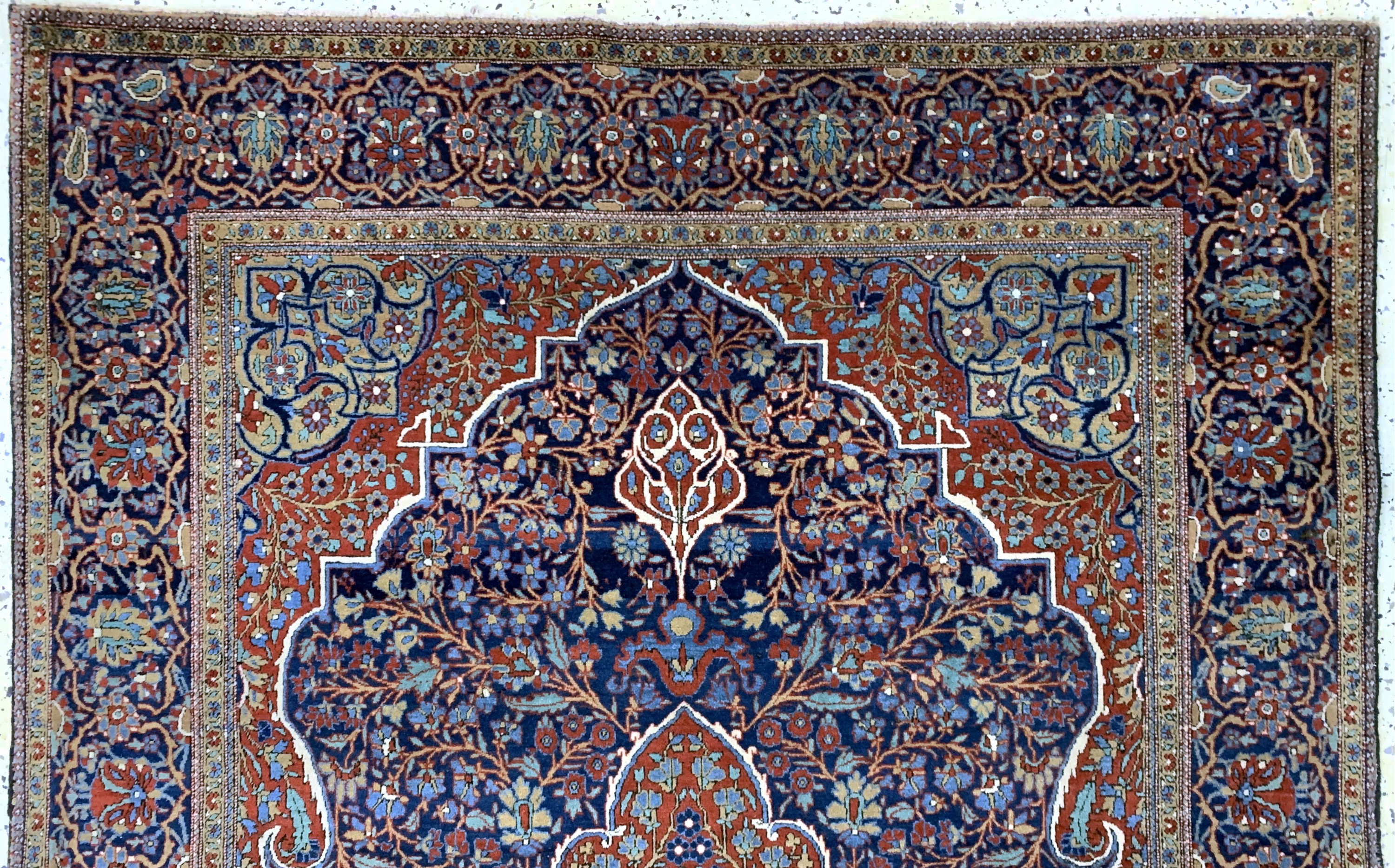 Detail a: Keschan"Ateshoglou"antik, Persien, um 1900,Korkwolle auf Baumwolle, ca. 207 x 133 cm, minimale Mottenfraß, EHZ: 2