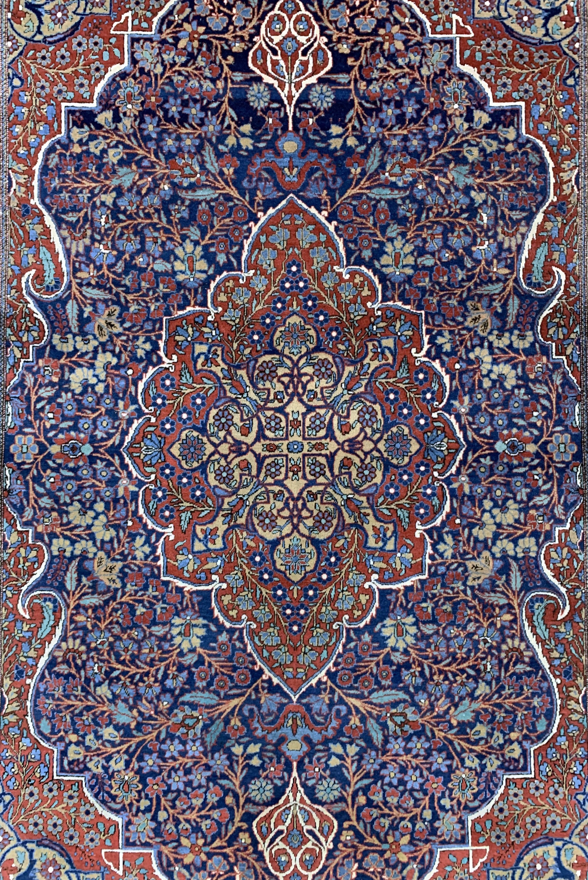 Detail c: Keschan"Ateshoglou"antik, Persien, um 1900,Korkwolle auf Baumwolle, ca. 207 x 133 cm, minimale Mottenfraß, EHZ: 2