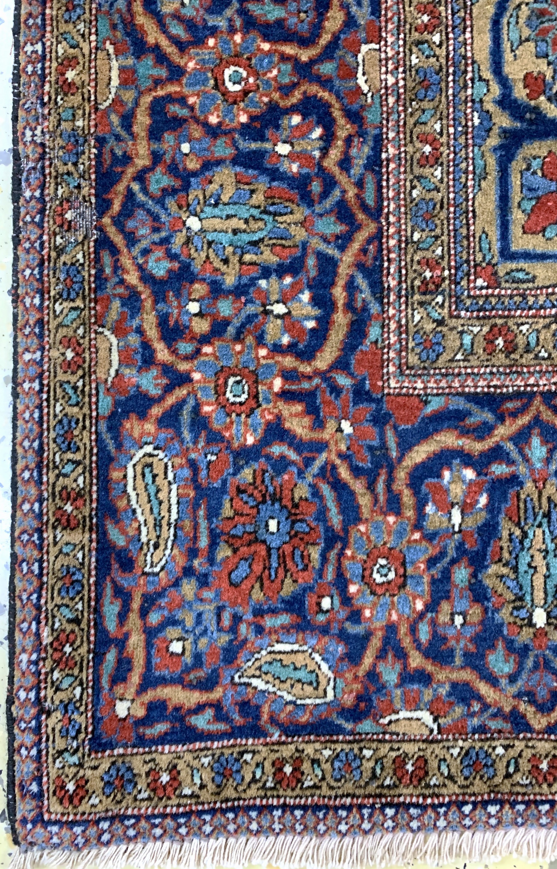 Detail d: Keschan"Ateshoglou"antik, Persien, um 1900,Korkwolle auf Baumwolle, ca. 207 x 133 cm, minimale Mottenfraß, EHZ: 2