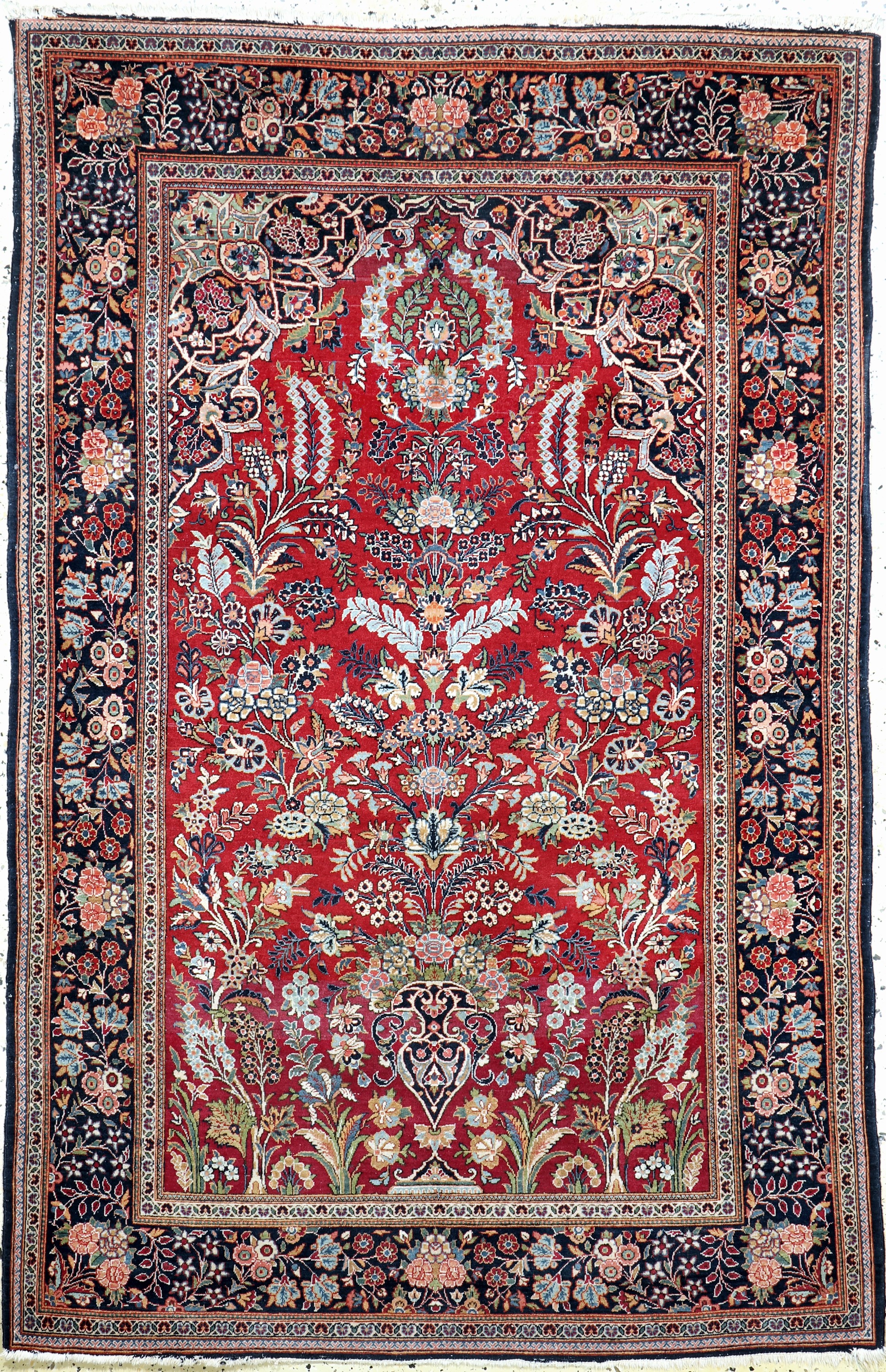 Keschan kork fein, Persien, Anfang 20.Jhd, Korkwolle auf Baumwolle, ca. 200 x 130 cm, minimale Mottenfraß, EHZ: 2-3