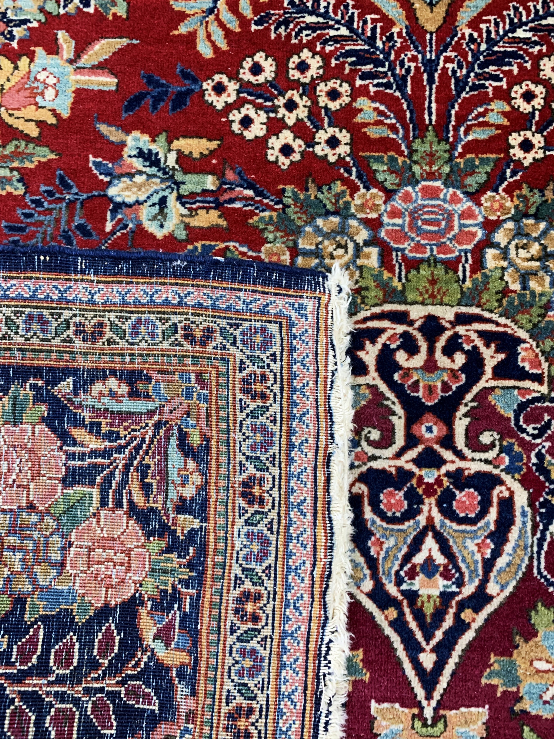 Detail f: Keschan kork fein, Persien, Anfang 20.Jhd, Korkwolle auf Baumwolle, ca. 200 x 130 cm, minimale Mottenfraß, EHZ: 2-3