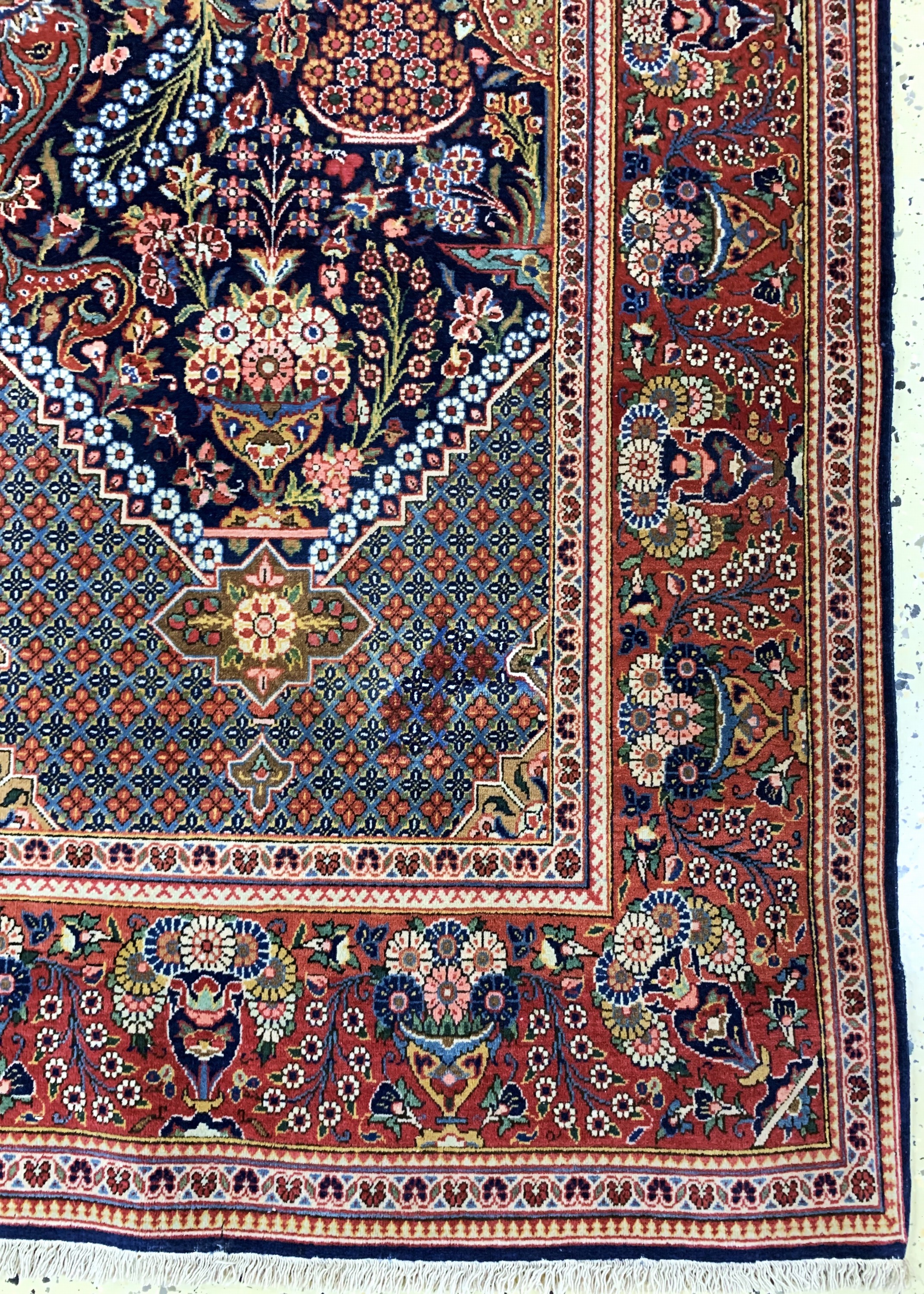 Detail a: Keschan"Hadji-Khanumi"fein, Persien, Anfang20.Jhd, Korkwolle auf Baumwolle, ca. 210 x 135cm, EHZ: 2