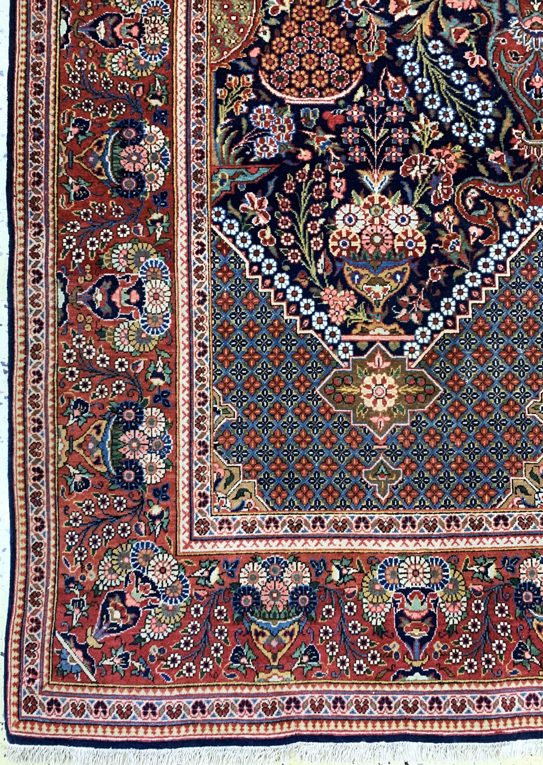 Detail b: Keschan"Hadji-Khanumi"fein, Persien, Anfang20.Jhd, Korkwolle auf Baumwolle, ca. 210 x 135cm, EHZ: 2
