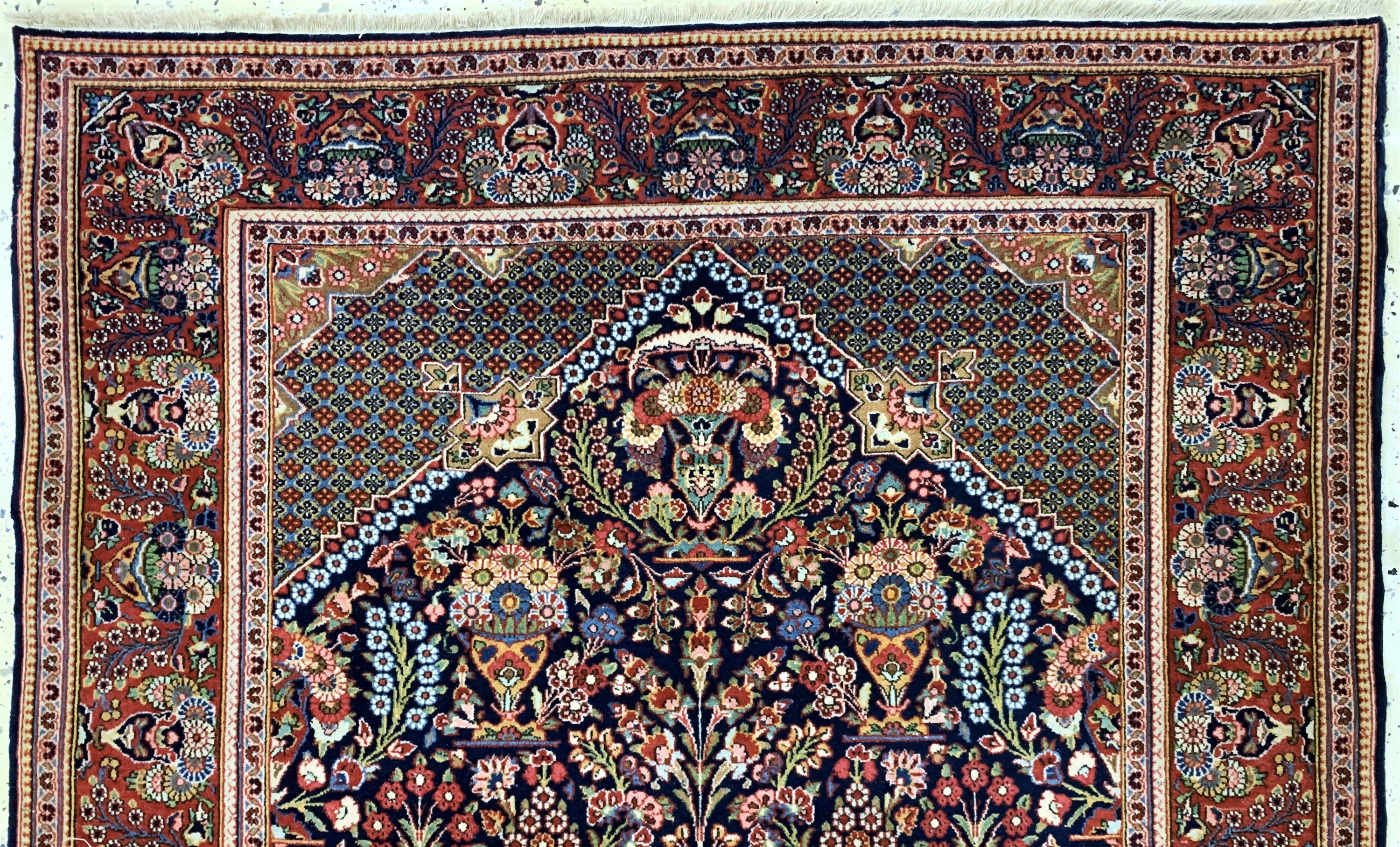 Detail d: Keschan"Hadji-Khanumi"fein, Persien, Anfang20.Jhd, Korkwolle auf Baumwolle, ca. 210 x 135cm, EHZ: 2