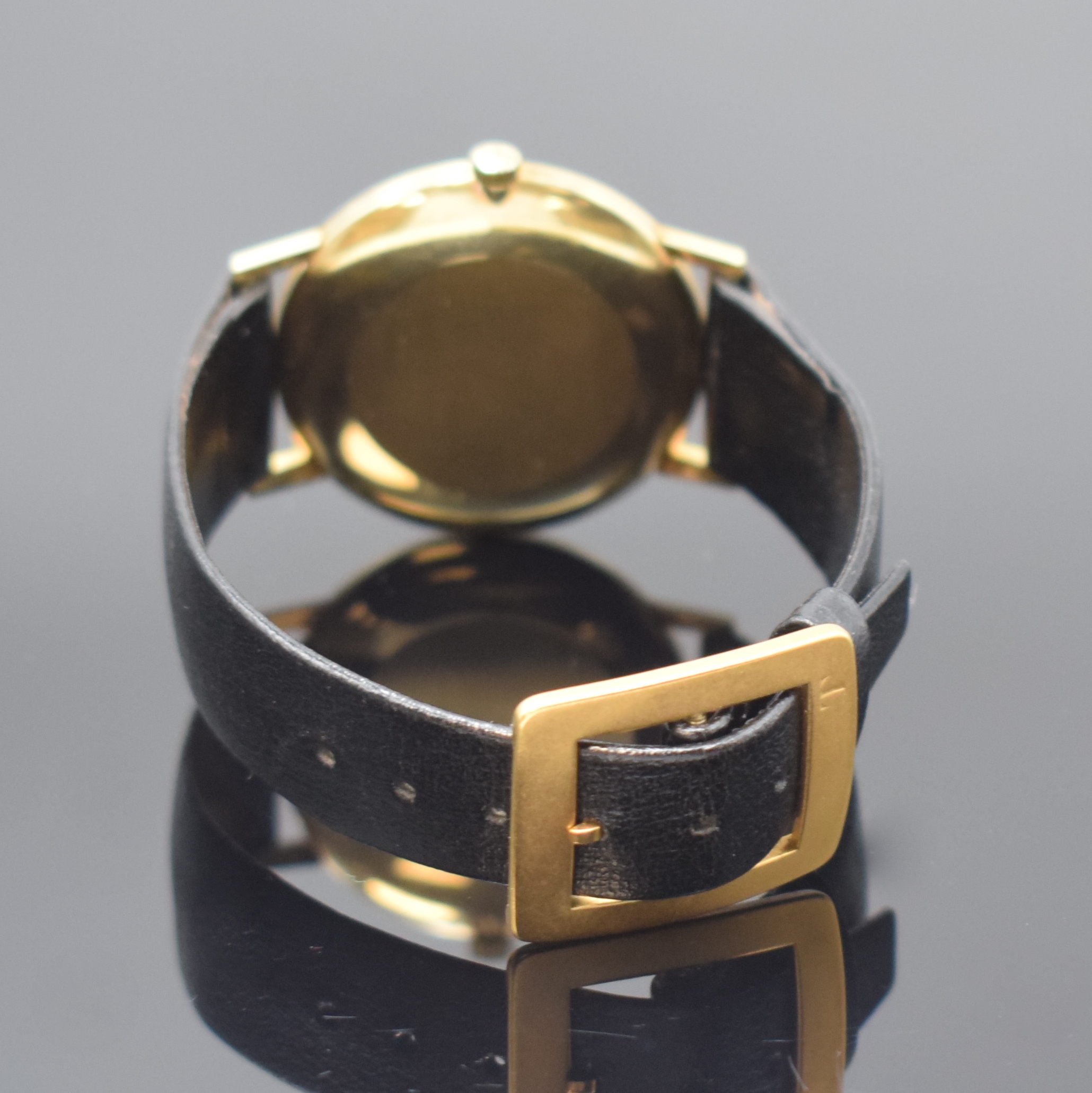 Detail b: TISSOT Stylist nahezu neuwertige Armbanduhr in GG 585/000, Schweiz um 1970, Handaufzug, 2-tlg. Geh., Boden aufgedr., orig. Lederband m. verg. orig. ...
