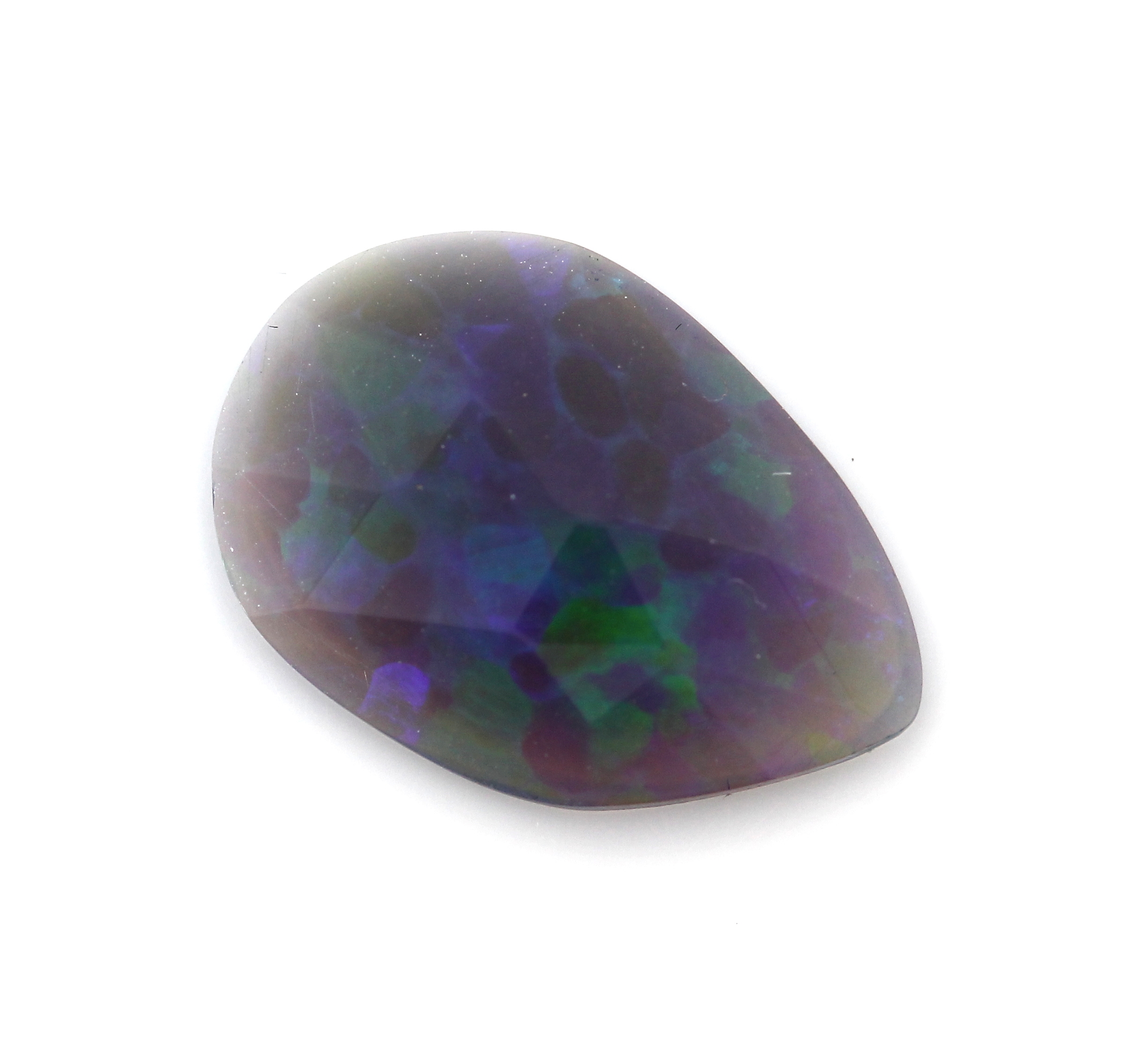 Loser Opal, ca. 1.16 ct, Rosenschliff, intensives blau-grünes Farbspiel, 13.1 x 9.0 x2.6 mm, mit Zertifikat