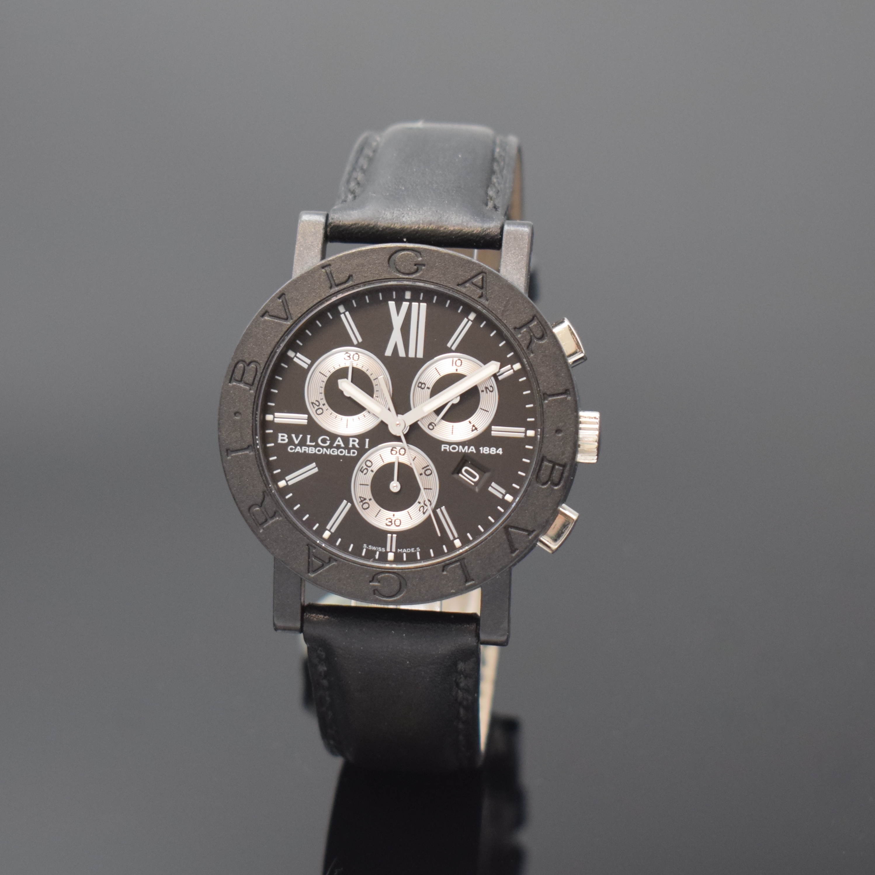 BULGARI Carbongold Armbandchronograph Referenz BB 38 CL CH, Schweiz um 2009 zum 125 Jährigen Jubiläum, quarz, Boden 4-fach verschr., orig. ...