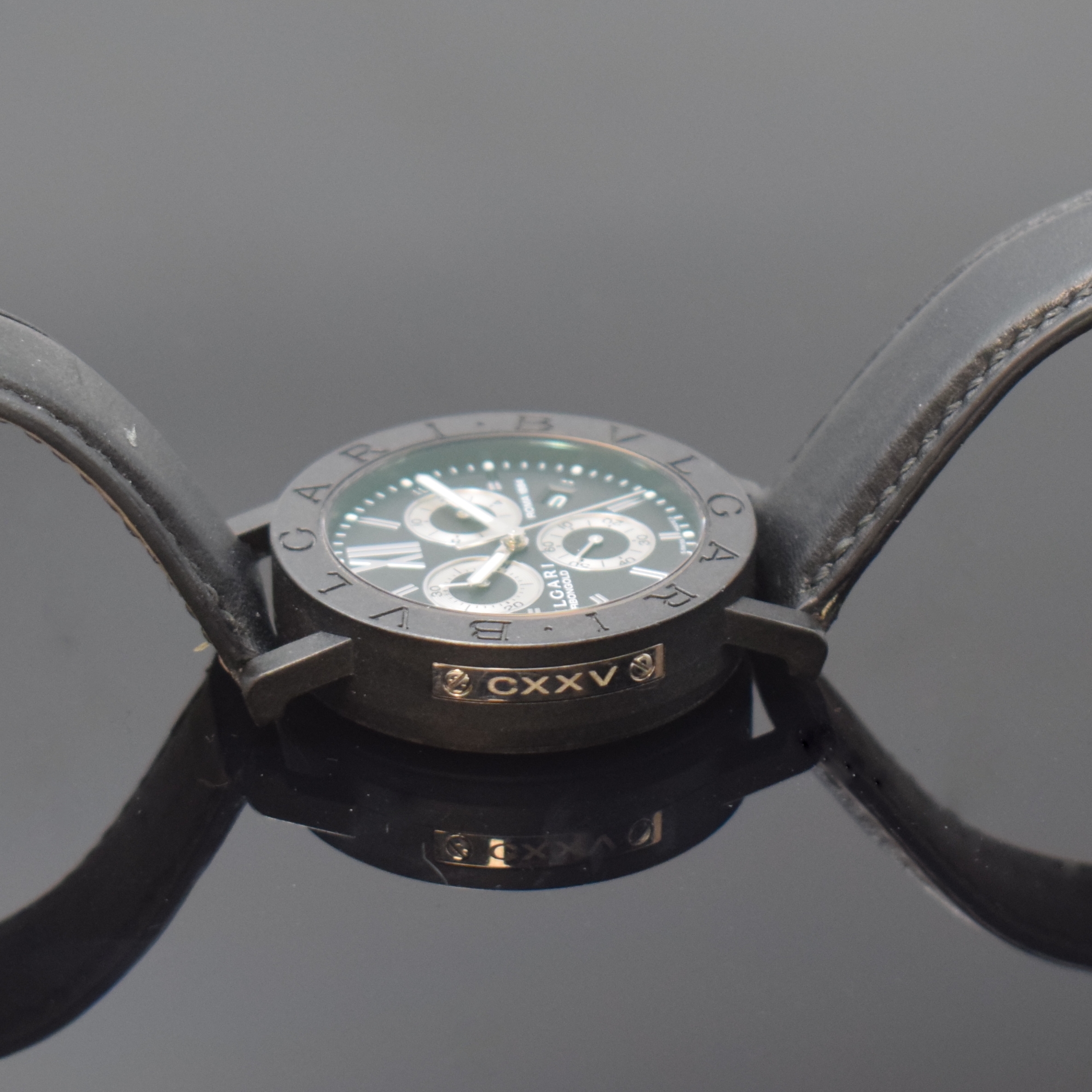 Detail d: BULGARI Carbongold Armbandchronograph Referenz BB 38 CL CH, Schweiz um 2009 zum 125 Jährigen Jubiläum, quarz, Boden 4-fach verschr., orig. ...