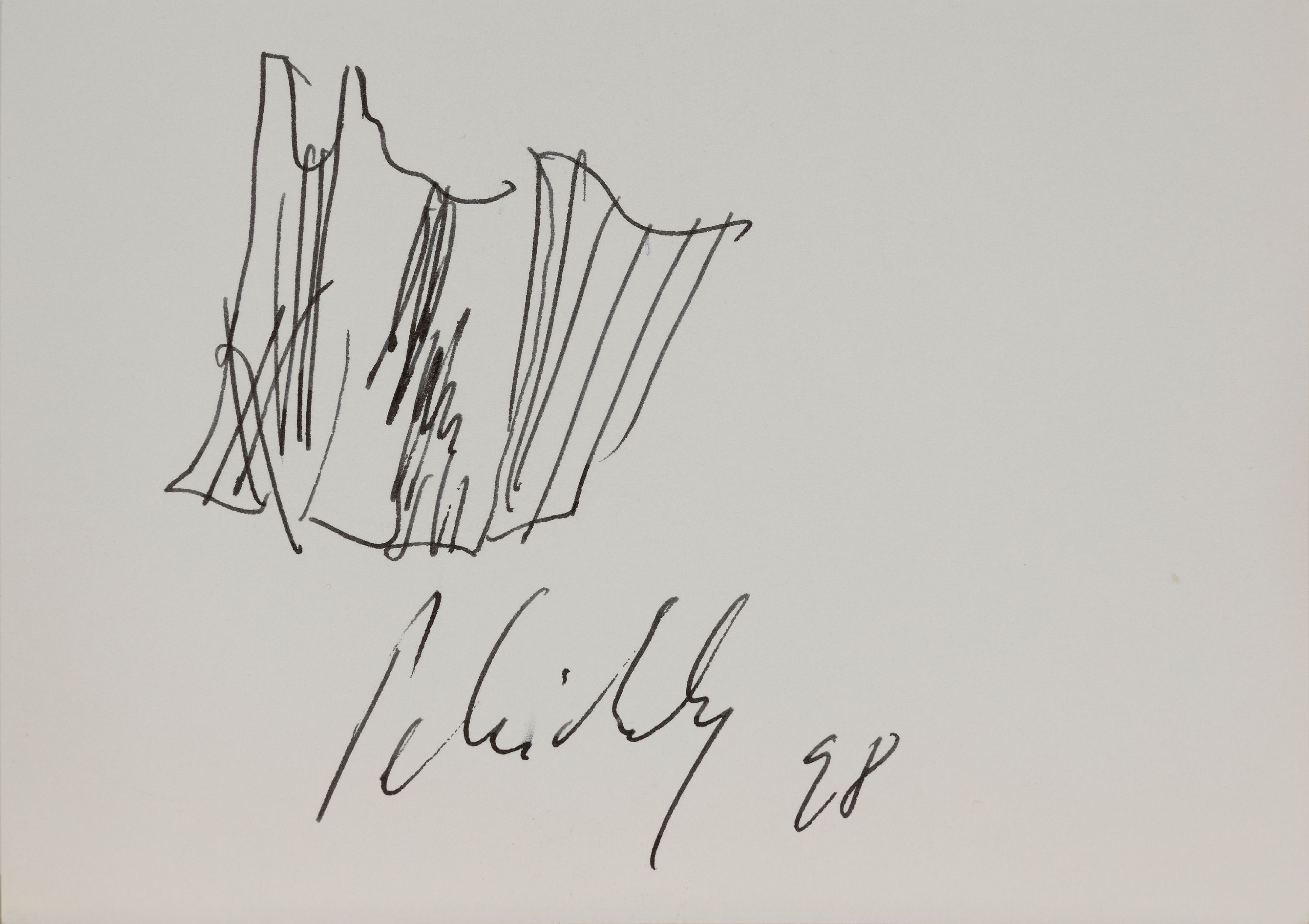 Per Kirkeby, 1938-2018, kleine Tuschfederzeichnung, signiert und dat. 98, ca. 10x15cm