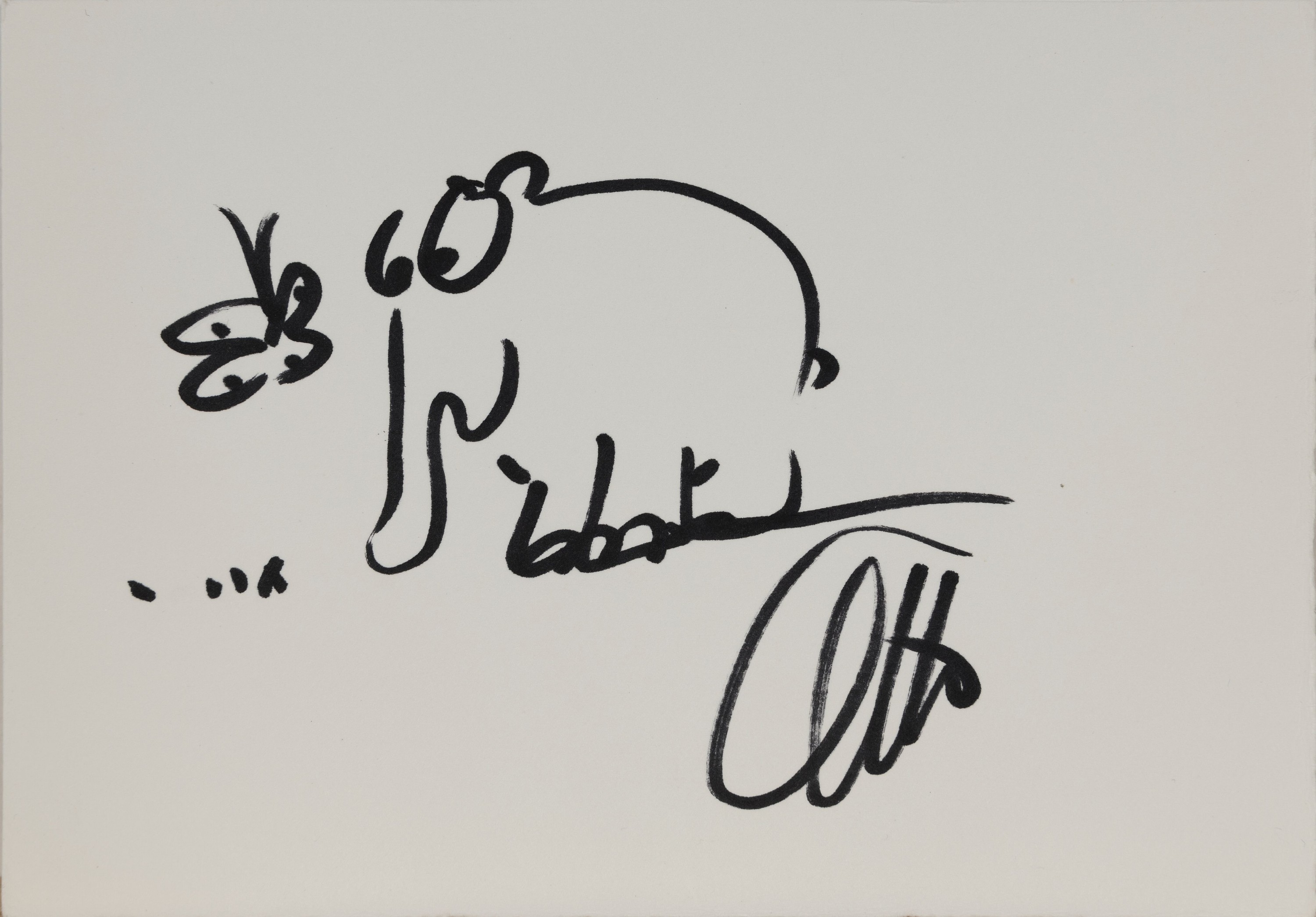 Otto Waalkes, geb. 1948, kleine Filzstiftzeichnung eines Ottifanten, ca. 10x15cm
