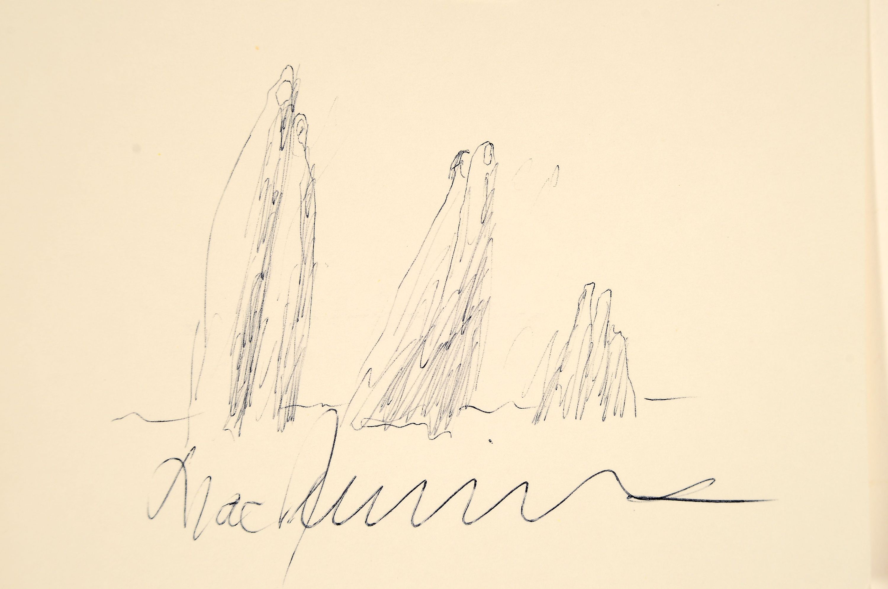 Detail k: Mac Zimmermann, 1912-1995, kleine Kugelschreiberzeichnung auf Karton, sign., ca. 10x15cm