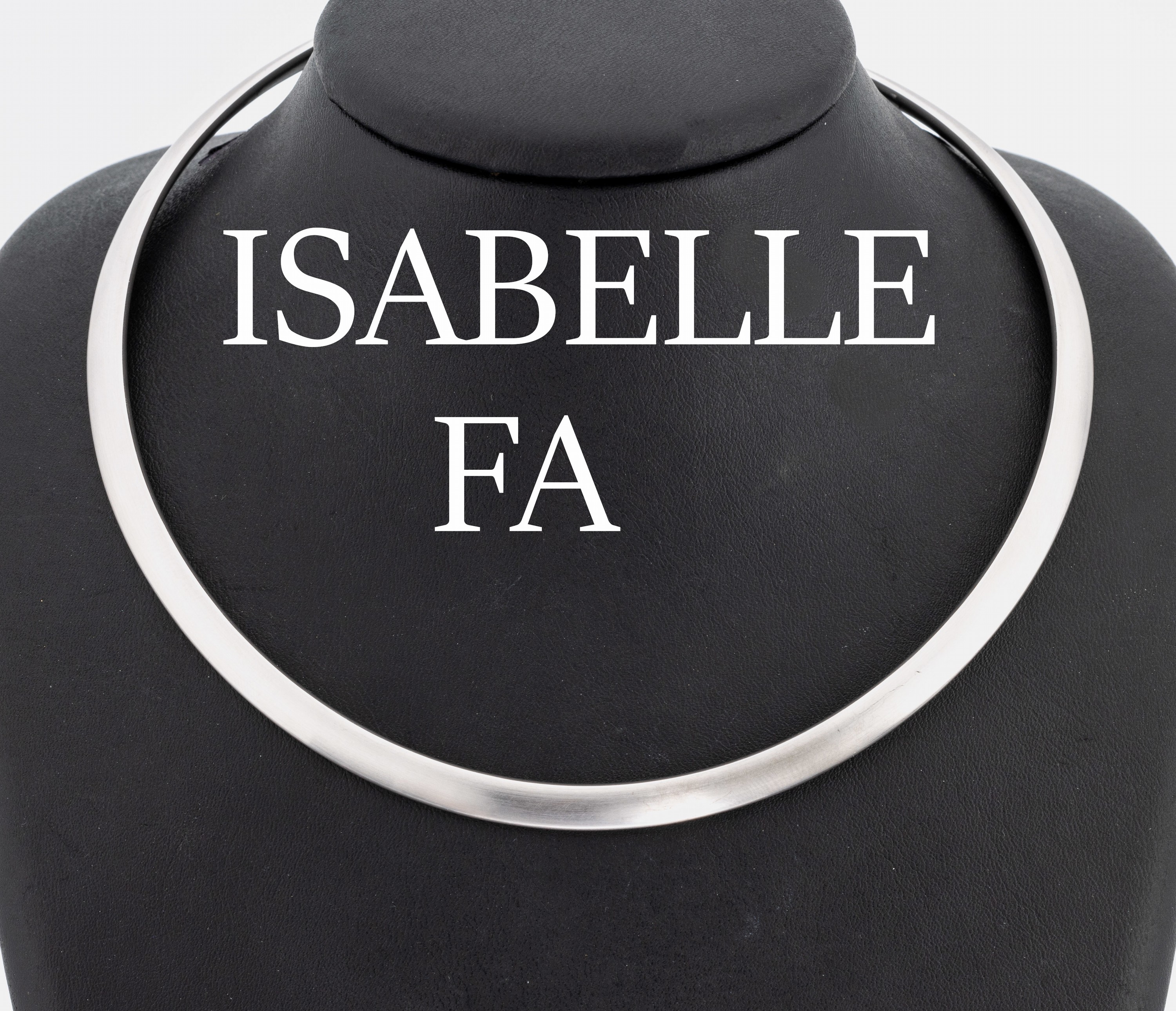 18 kt Gold ISABELLE FA Halsreif, WG 750/000 sat., schwere qualitätvolle Verarbeitung, D. ca. 12.5 cm, flexibel gearbeitet, ca. 35.0 g, mit orig. ...