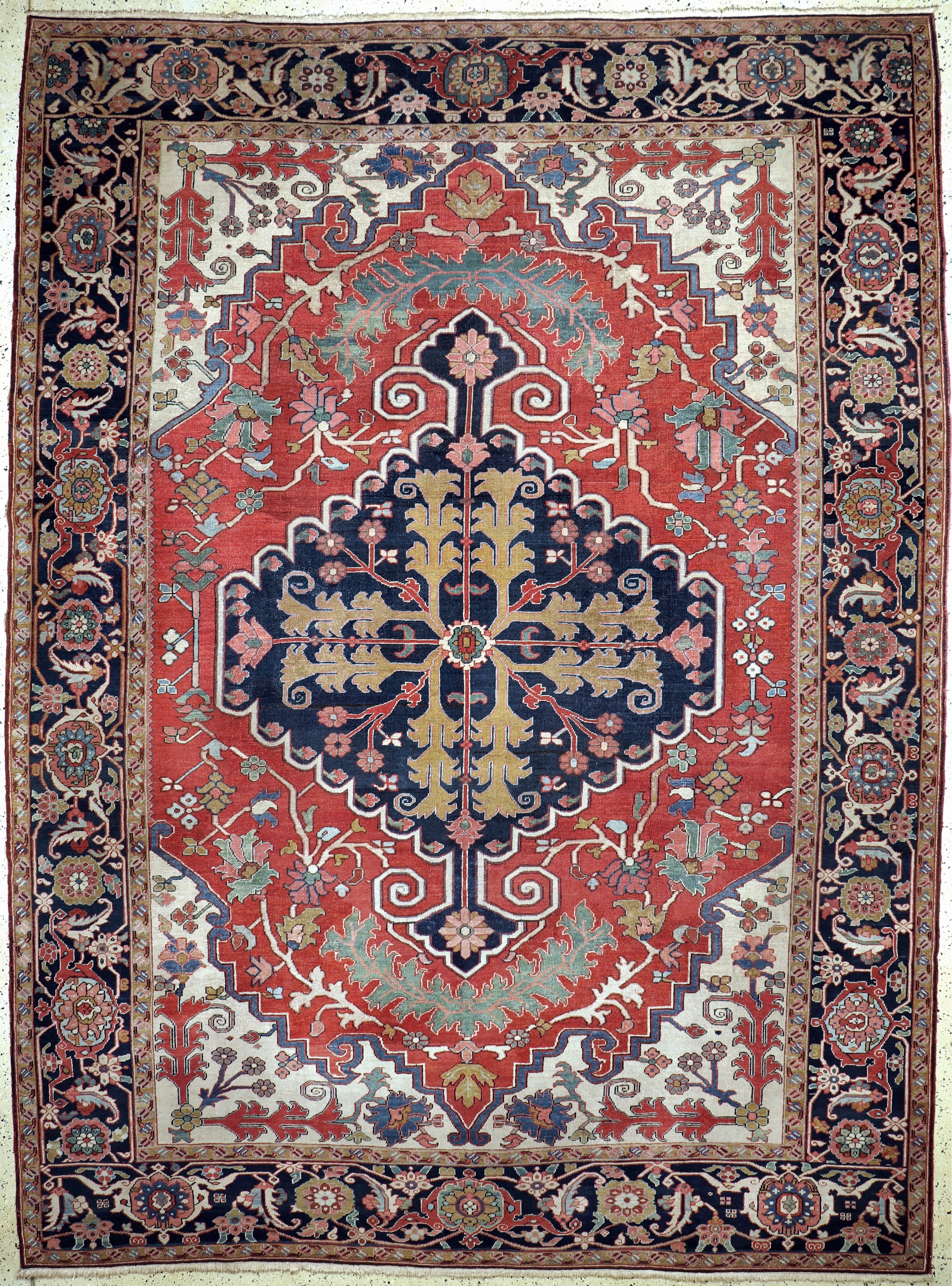 Antiker Heriz"Serapi", Persien, 19.Jhd, Wolle auf Baumwolle, ca. 389 x 287 cm, EHZ: 2-3, (fachkundig restauriert).