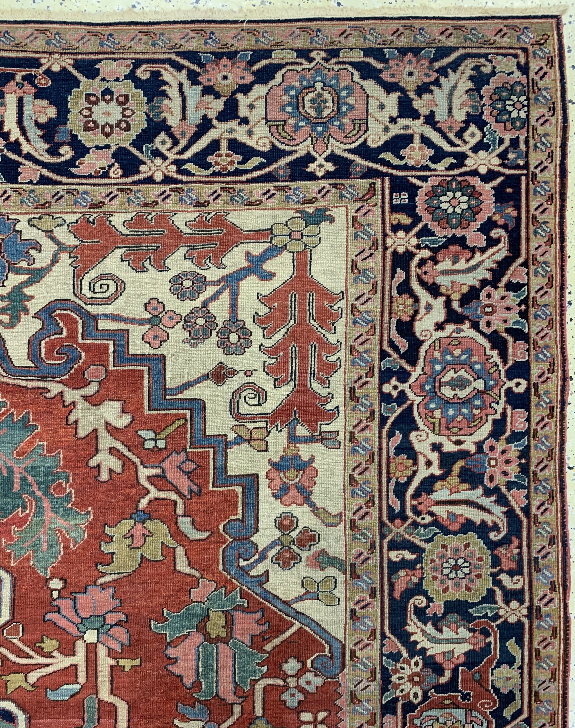 Detail e: Antiker Heriz"Serapi", Persien, 19.Jhd, Wolle auf Baumwolle, ca. 389 x 287 cm, EHZ: 2-3, (fachkundig restauriert).