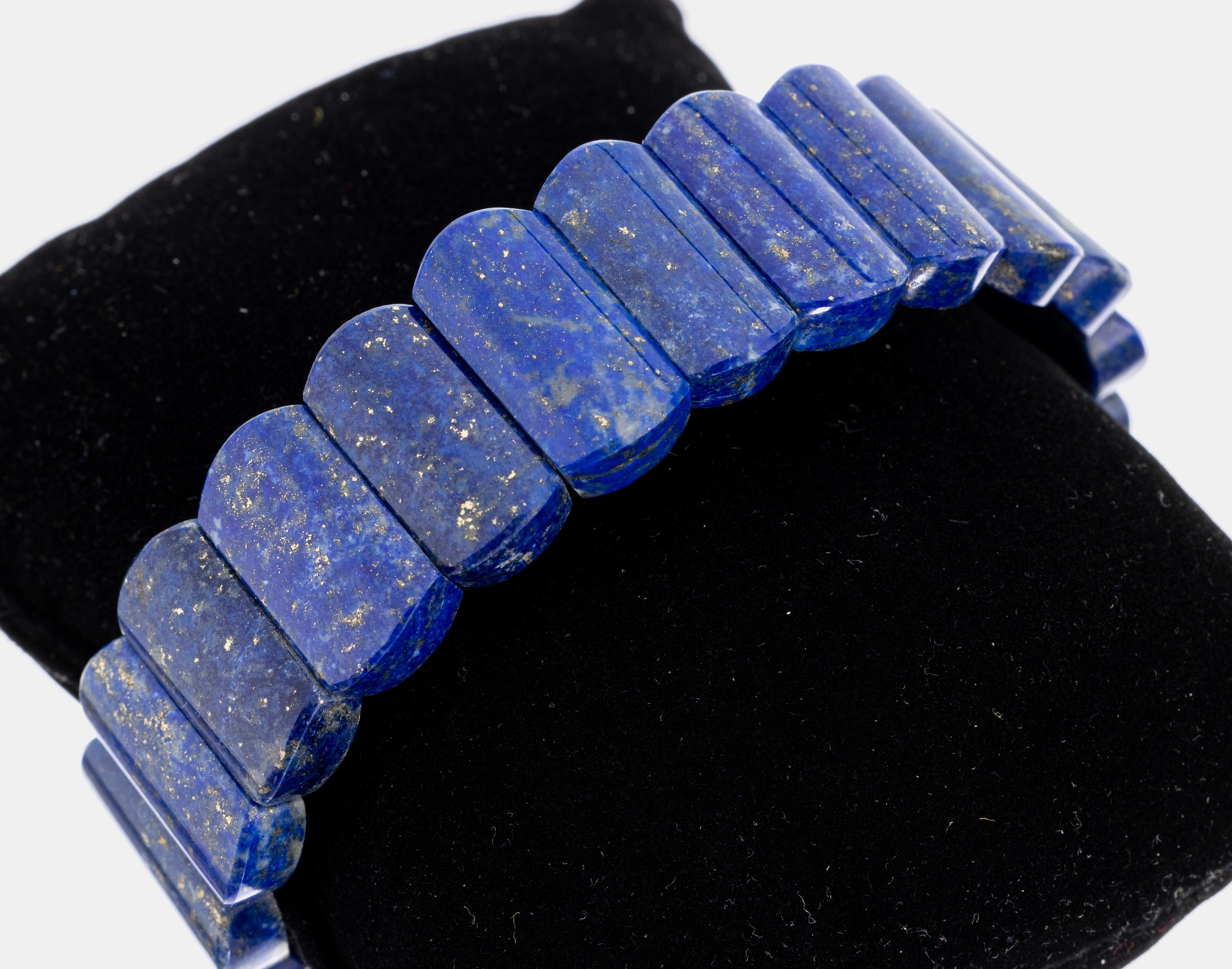 Lapislazuli Armband, ovale polierte Glieder, auf Gummizug aufgezogen, D ca. 6.5 cm