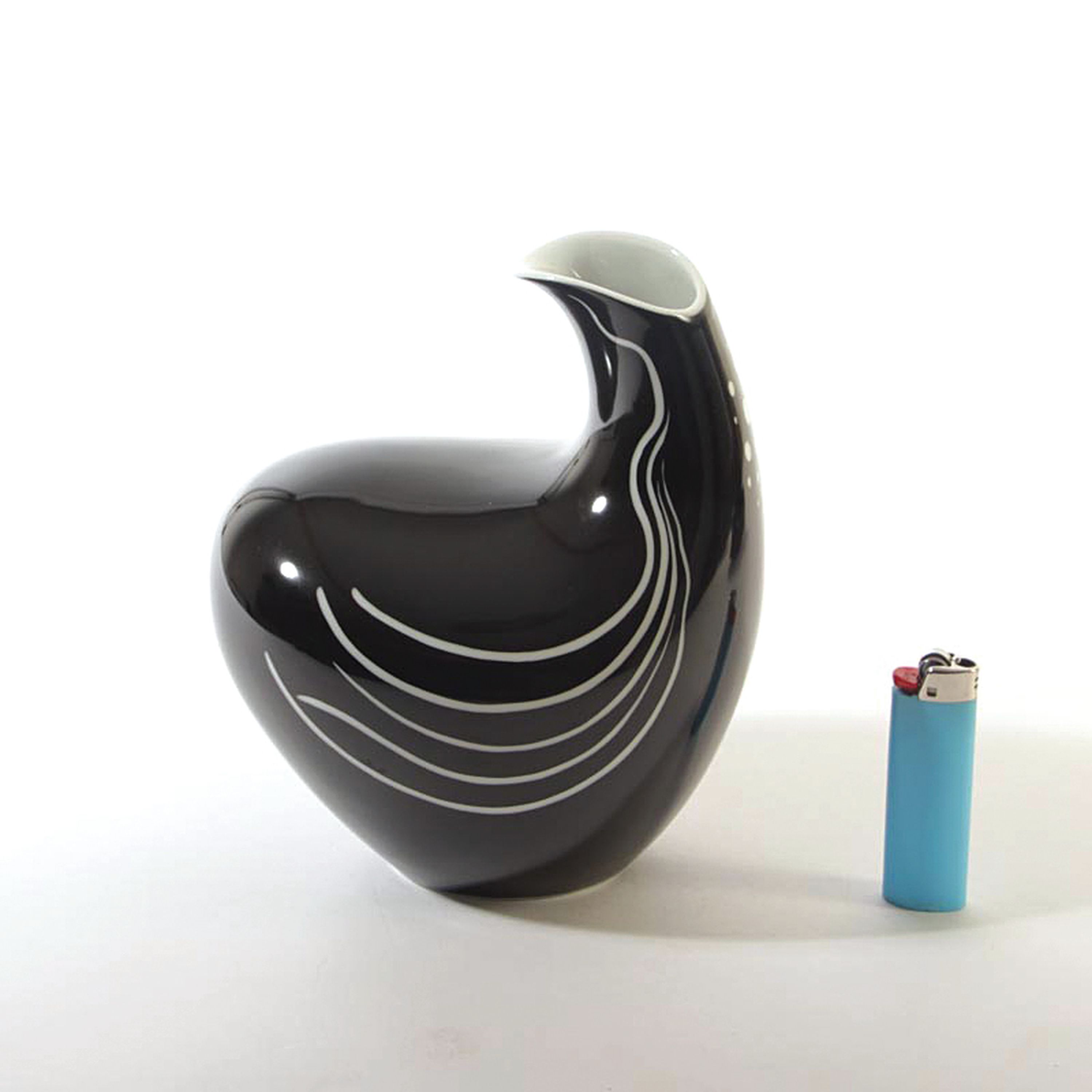 Vase, Rosenthal, Entwurf wohl Hans Wohlrab, 50er Jahre, stil. Huhn, Porzellan, schwarz-weißer Dekor, ca. 20 cm, Rosenthal -Germany Kunstabteilung ...