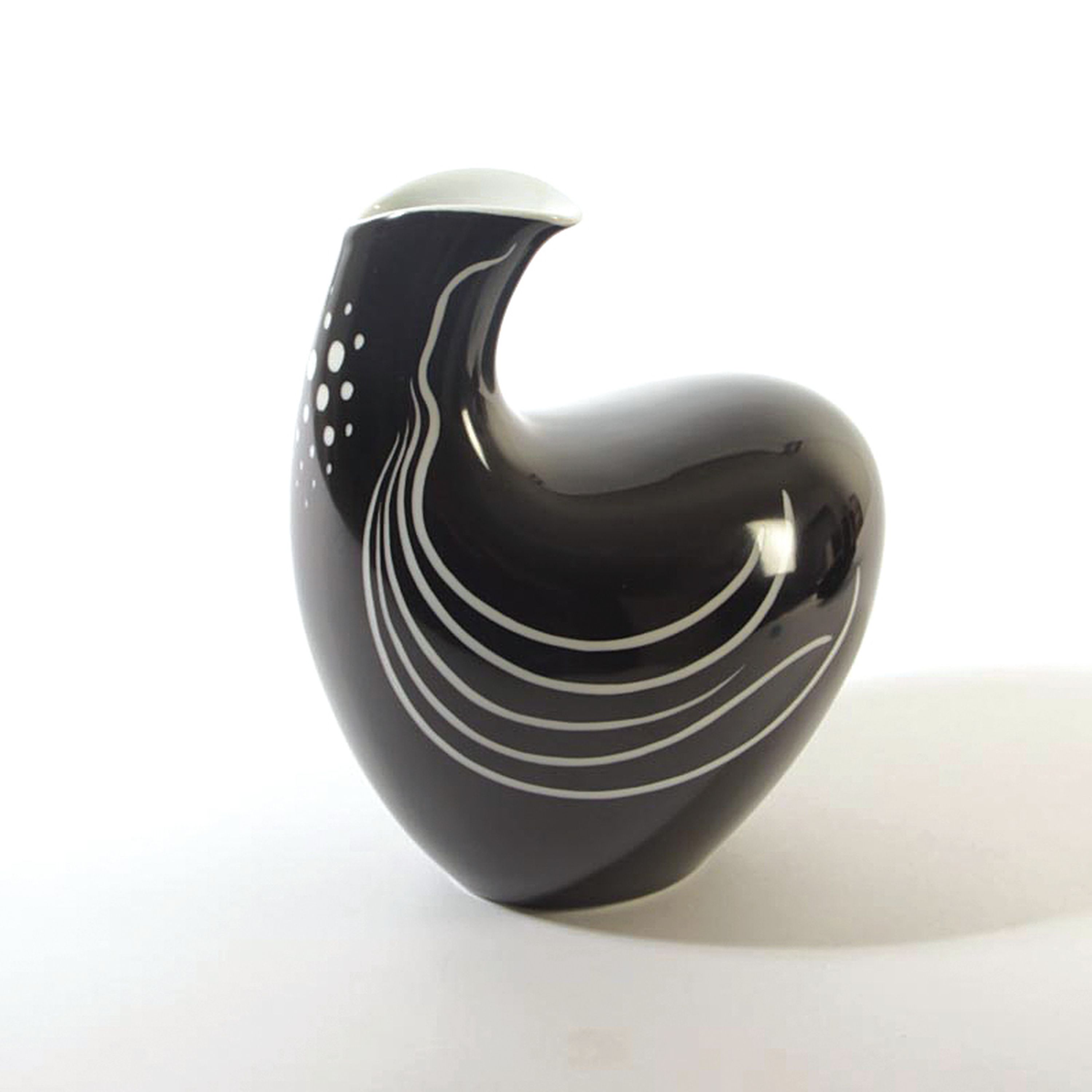 Detail a: Vase, Rosenthal, Entwurf wohl Hans Wohlrab, 50er Jahre, stil. Huhn, Porzellan, schwarz-weißer Dekor, ca. 20 cm, Rosenthal -Germany Kunstabteilung ...