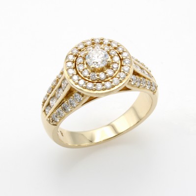 Image Ring mit Brillanten, GG 585/000, runder Ringkopf, 62 Brill. z.T. in Kanalfassung zus. ...