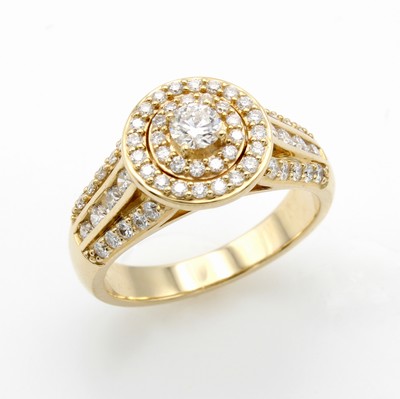 Image Ring mit Brillanten, GG 585/000, runder Ringkopf, 62 Brill. z.T. in Kanalfassung zus. ...