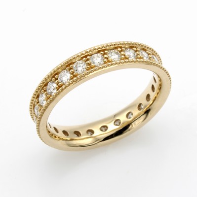 Image Memoryring mit Brillanten, GG 585/000, Ringschiene mit Kügelchen verziert, 24 ...