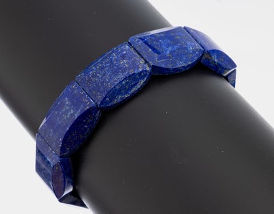 Image Lapislazuli-Armband, geschliffene Lapislazuliplatten, auf Gummizug aufgezogen, D. ca. 6 ...