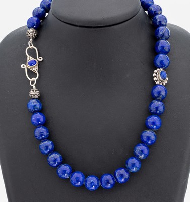 Image Lapislazuli-Collier, S-Schließe und Zwischenmontur mit Lapislazuli-Cabochon, ...