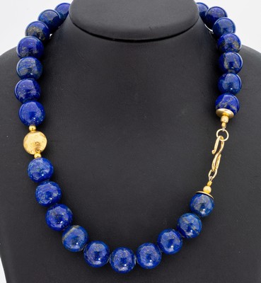 Image Lapislazuli-Collier, S-Schließe und Marienkäfer Silber vergoldet, ...