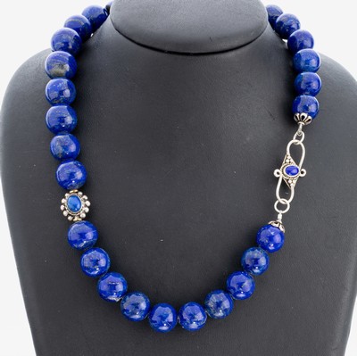 Image 26884512 - Lapislazuli-Collier, S-Schließe und Mittelteil Silber, drehbares Mittelteil mit ...