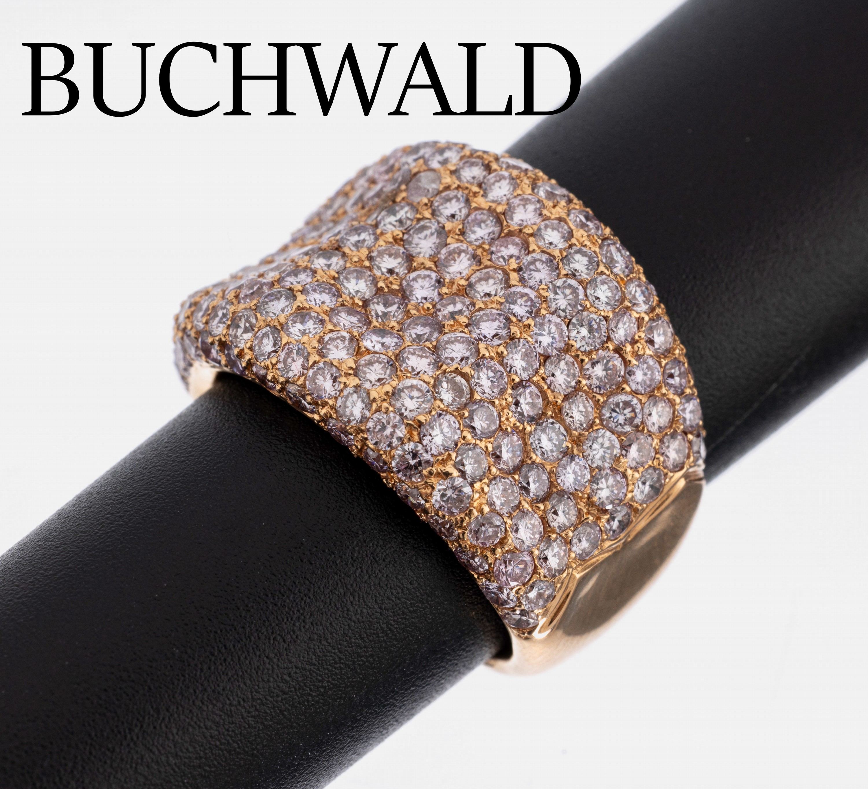 18 kt Gold BUCHWALD Brillant-Ring, RG 750/000, 166 Brillanten zus. ca. 4.0 ct feines Weiß/vs-si, mehrere Steine besch., RW 53, ca. 14.5 g