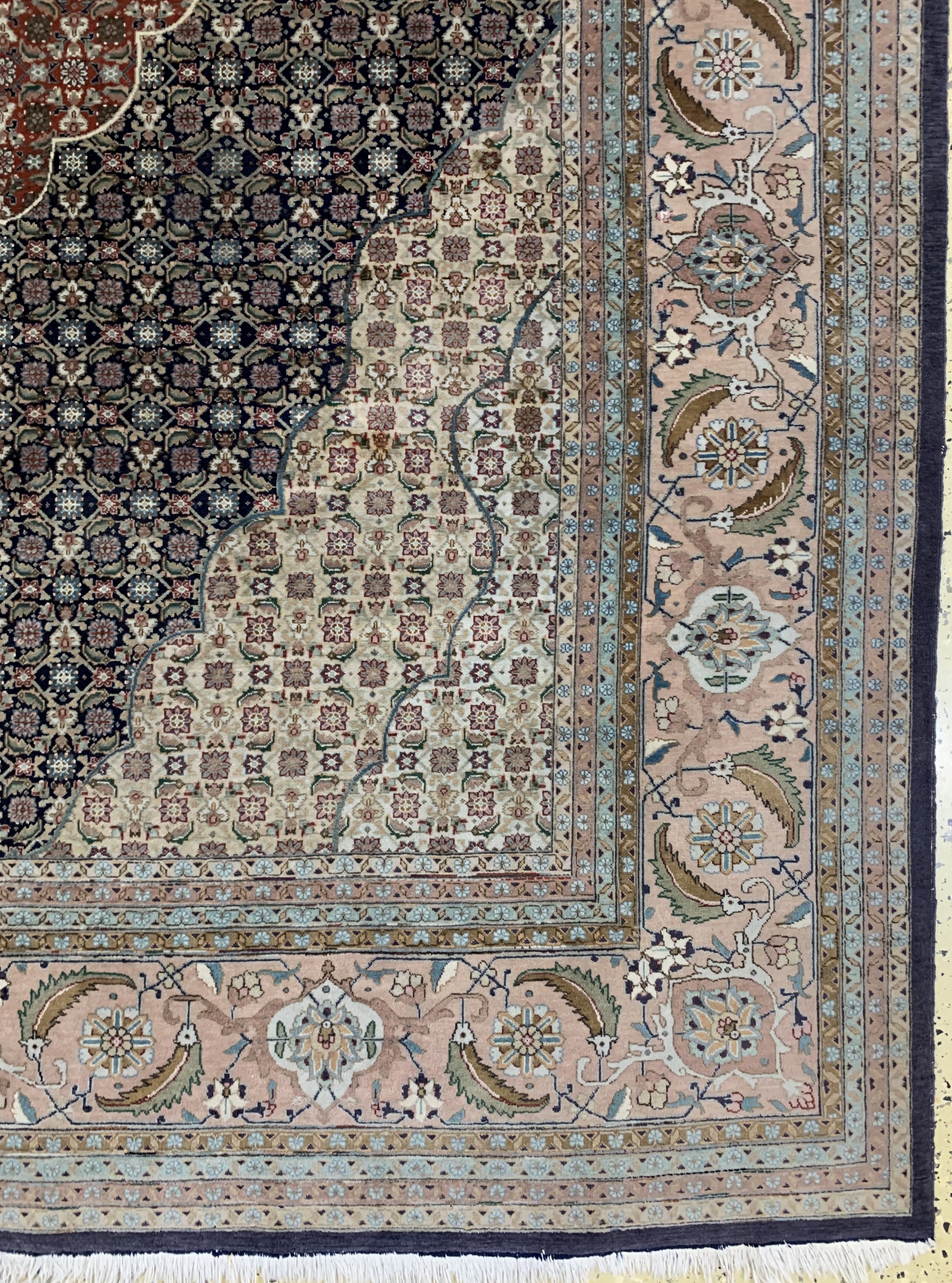 Detail a: Täbriz fein(50 Raj), Persien, Mitte 20.Jhd,Korkwolle auf Baumwolle, ca. 285 x 210 cm, EHZ: 2