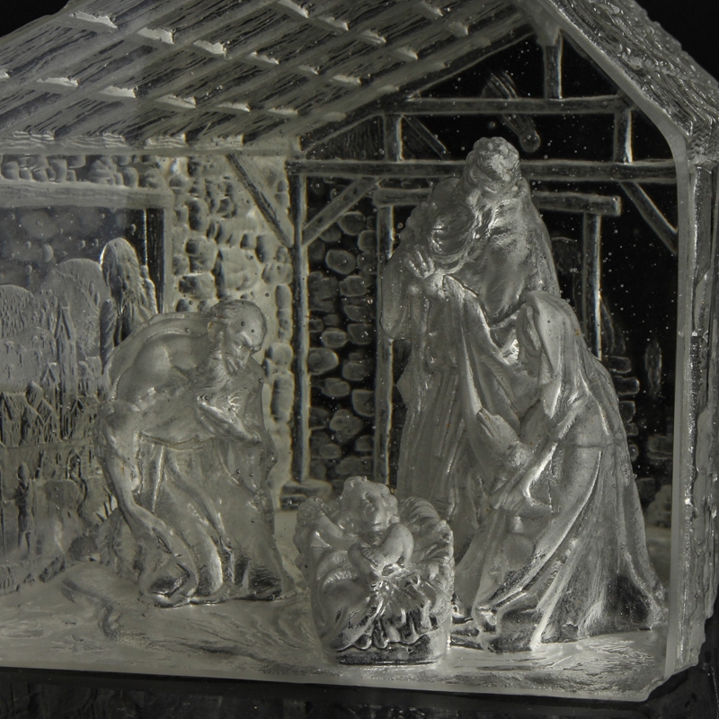 Detail a: Glaskunst-Objekt, Kristian Klepsch, Mizzi Glashütte, Uttendorf, Weihnachtskrippe, farbloses Glas, geschliffen und geätzt, mehrdimensionaler Dekor, ...