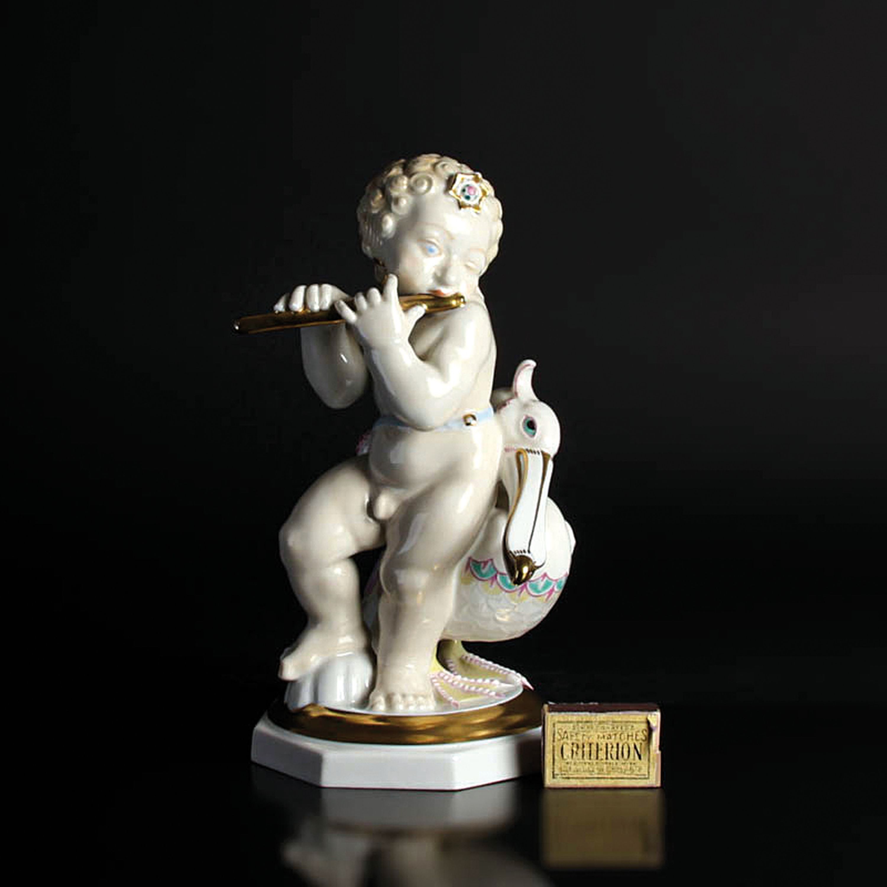 Detail a: Porzellanfigur "Orpheus", Hutschenreuther, Kunstabteilung Selb, Entw. Ludwig Vierthaler 1924, Porzellan, farbig und goldstaffiert, Art ...